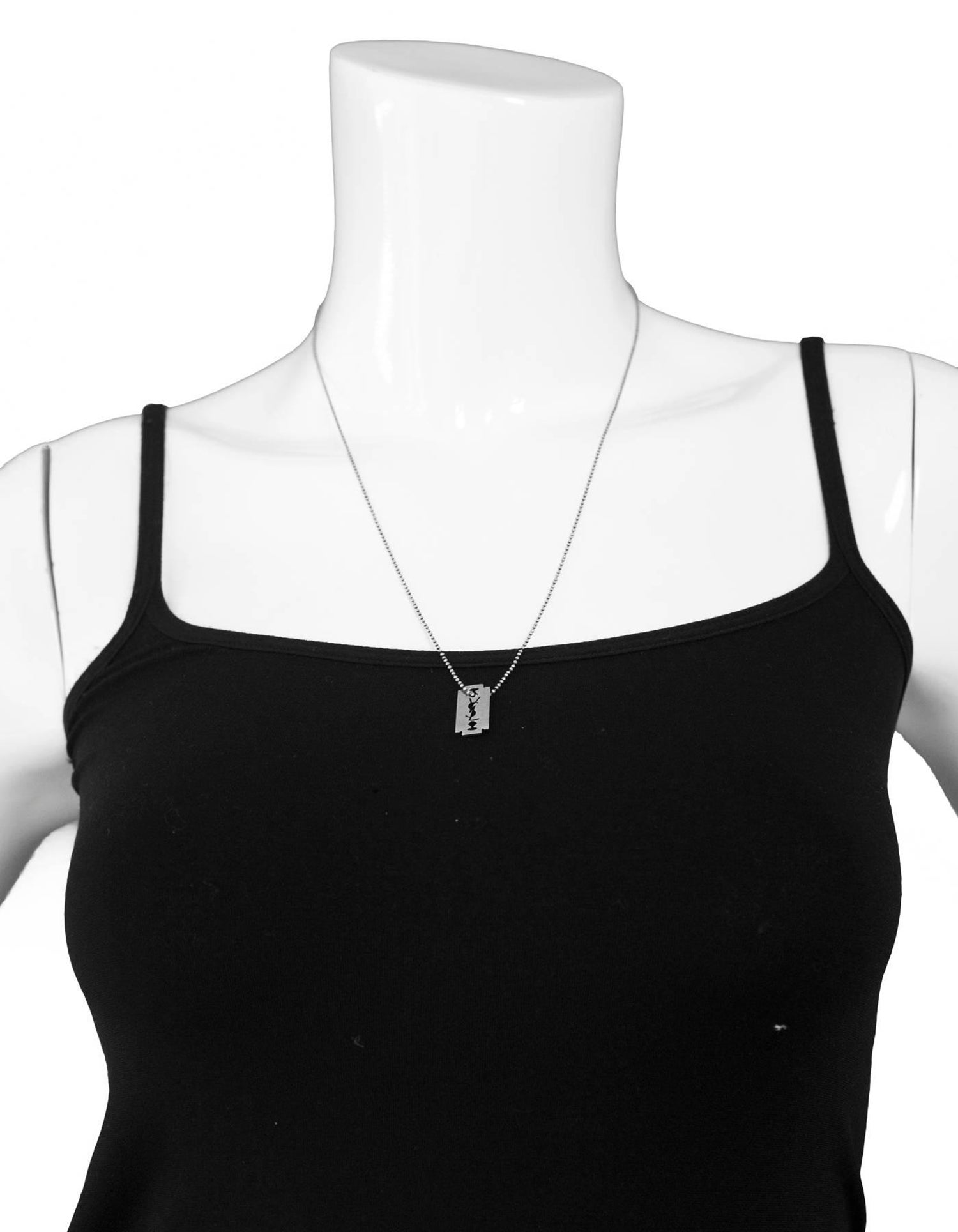 Saint Laurent 2017 Silvertone Razor Blade Necklace With Box At 1stdibs