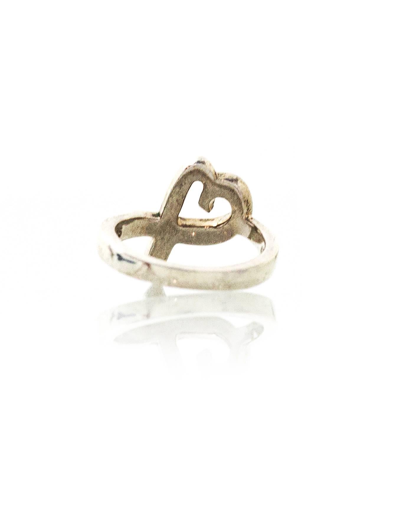 Women's Tiffany & Co. Paloma Picasso Sterling Loving Heart Ring  Sz 5.5 with DB