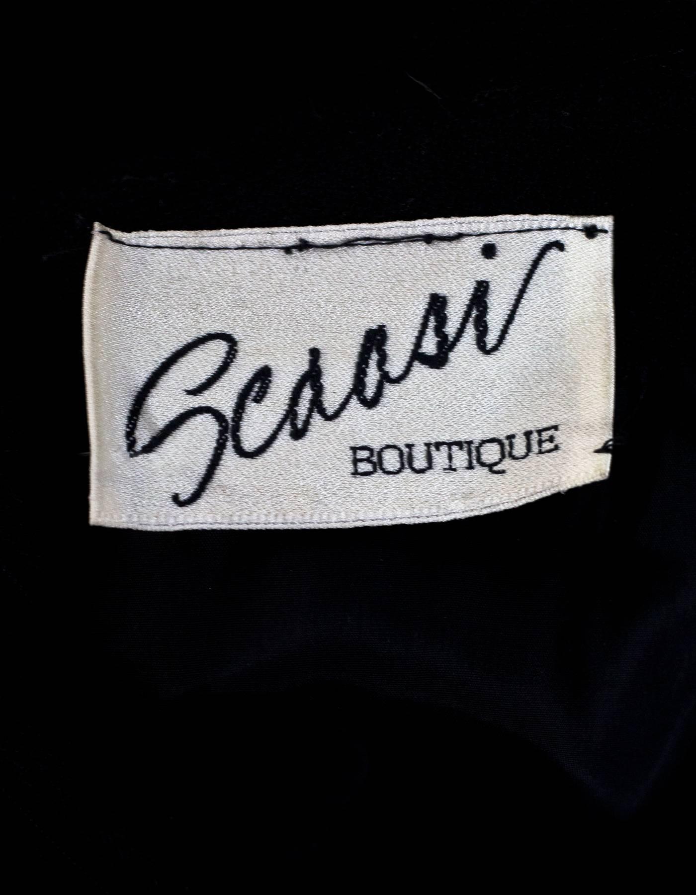 Women's Scassi Vintage Black Flutter Sleeve Wool Dress sz US10