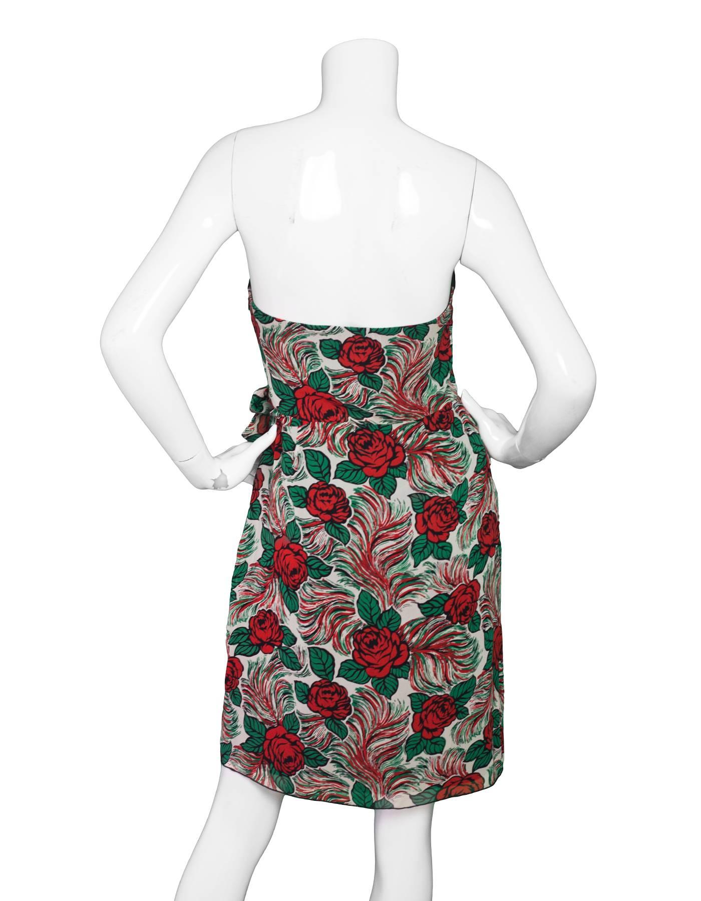 Anna Sui Floral Print Silk Halter Dress sz US2 In Excellent Condition In New York, NY