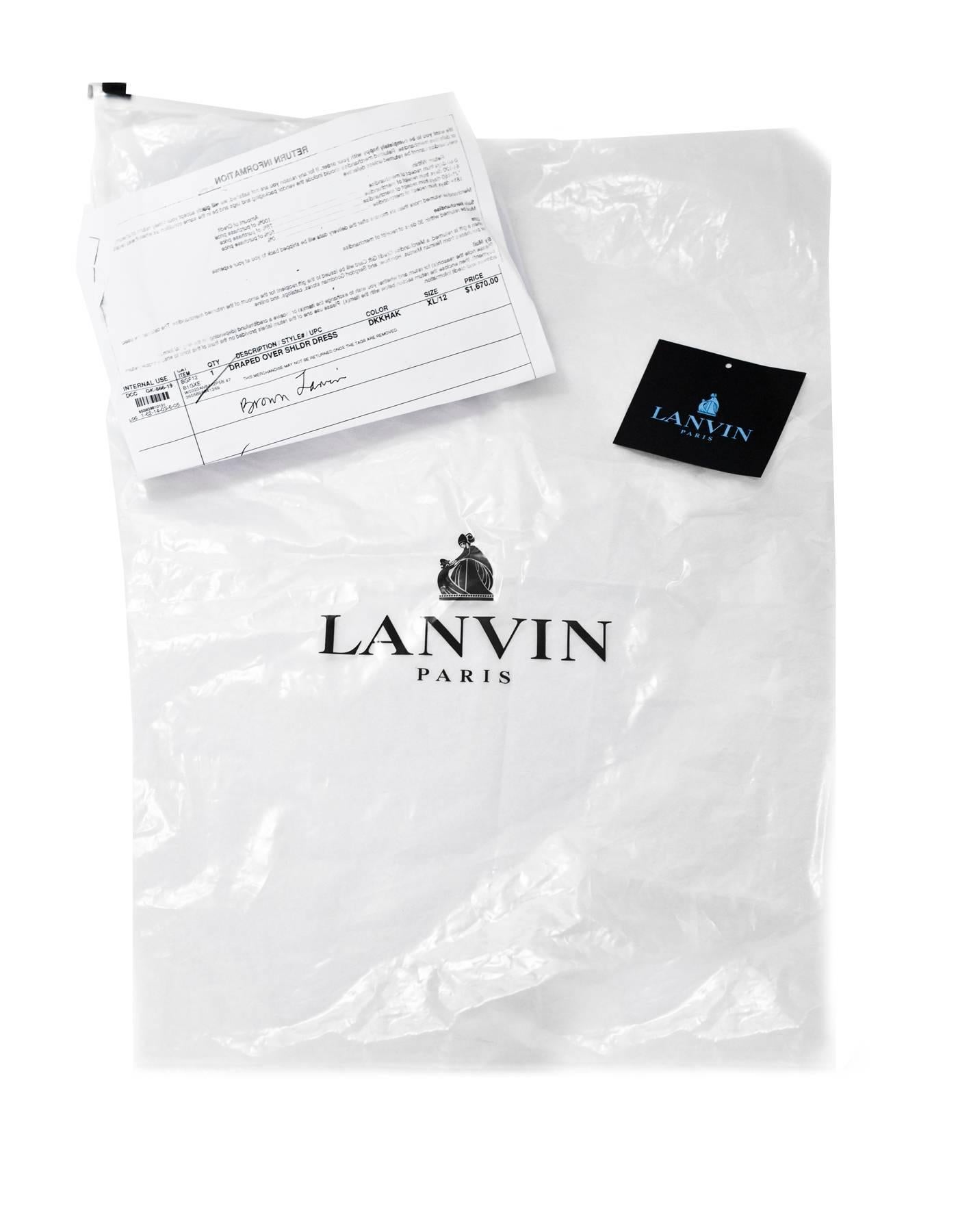 Black Lanvin Brown Cashmere Draped Over Shoulder Sweater Dress sz XL rt. $1, 670