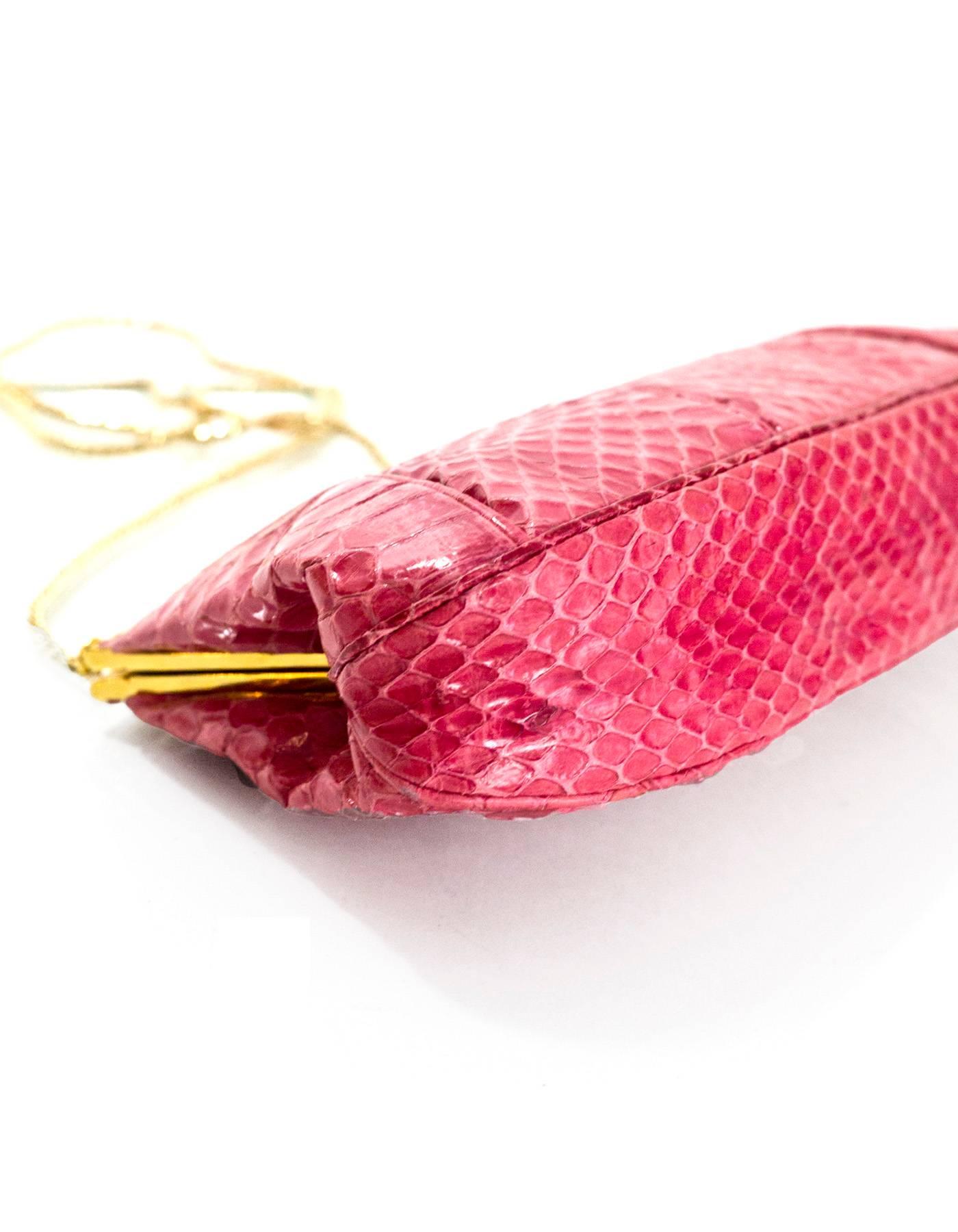 Judith Leiber Pink Python Evening Clutch Bag w/ Strap In Excellent Condition In New York, NY