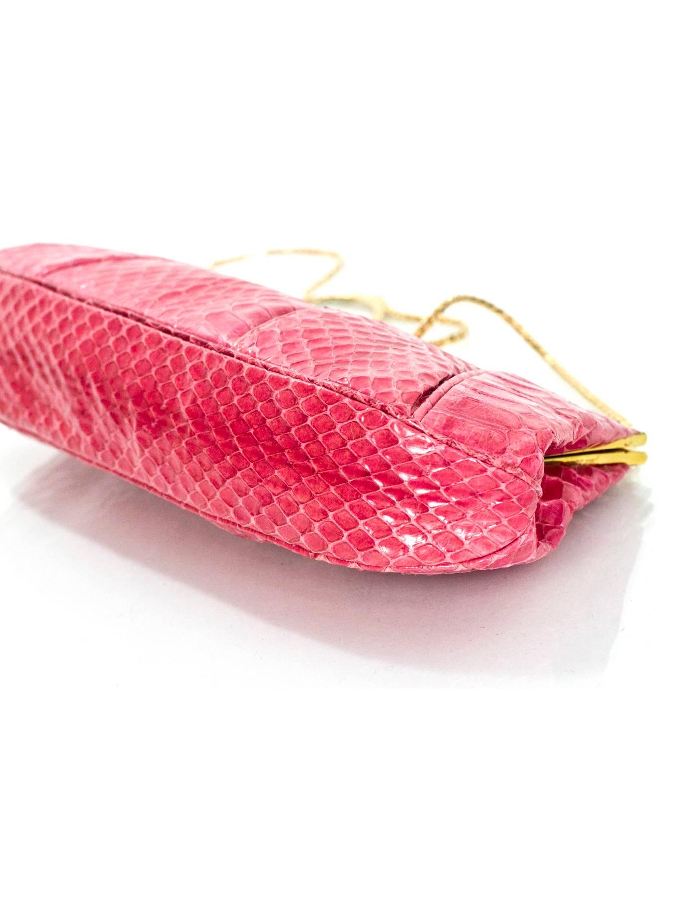 Women's Judith Leiber Pink Python Evening Clutch Bag w/ Strap