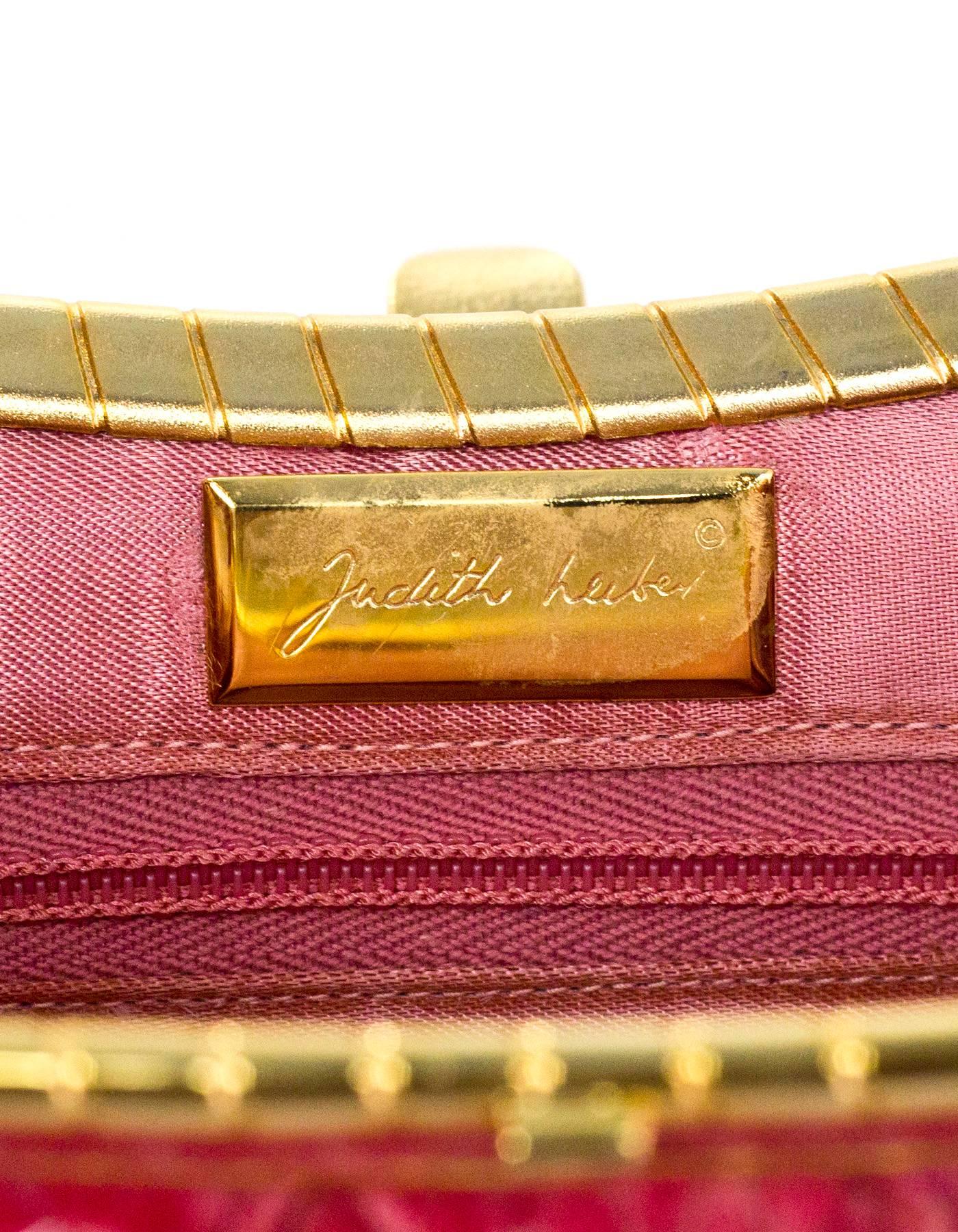 Judith Leiber Pink Python Evening Clutch Bag w/ Strap 4