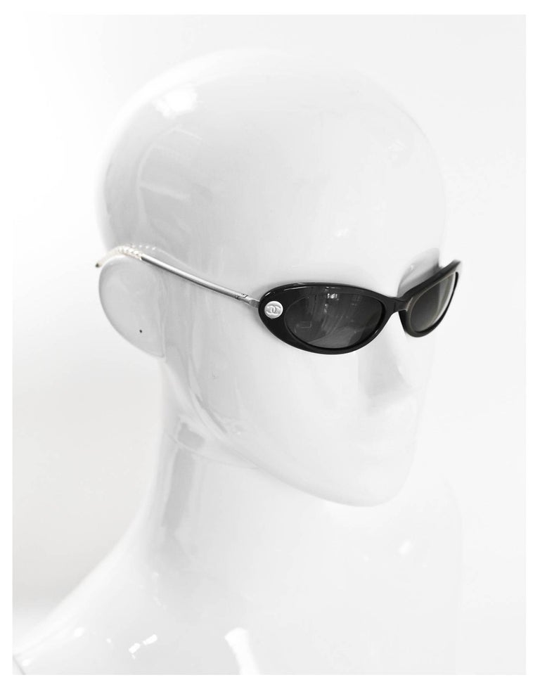 Chanel '90s Vintage Grey Cat Eye Sunglasses For Sale at 1stDibs