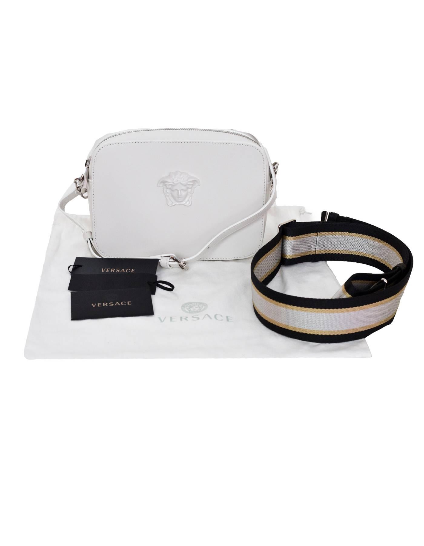 Versace White Leather Medusa Plazzo Camera Crossbody Bag w/ Extra Strap 4