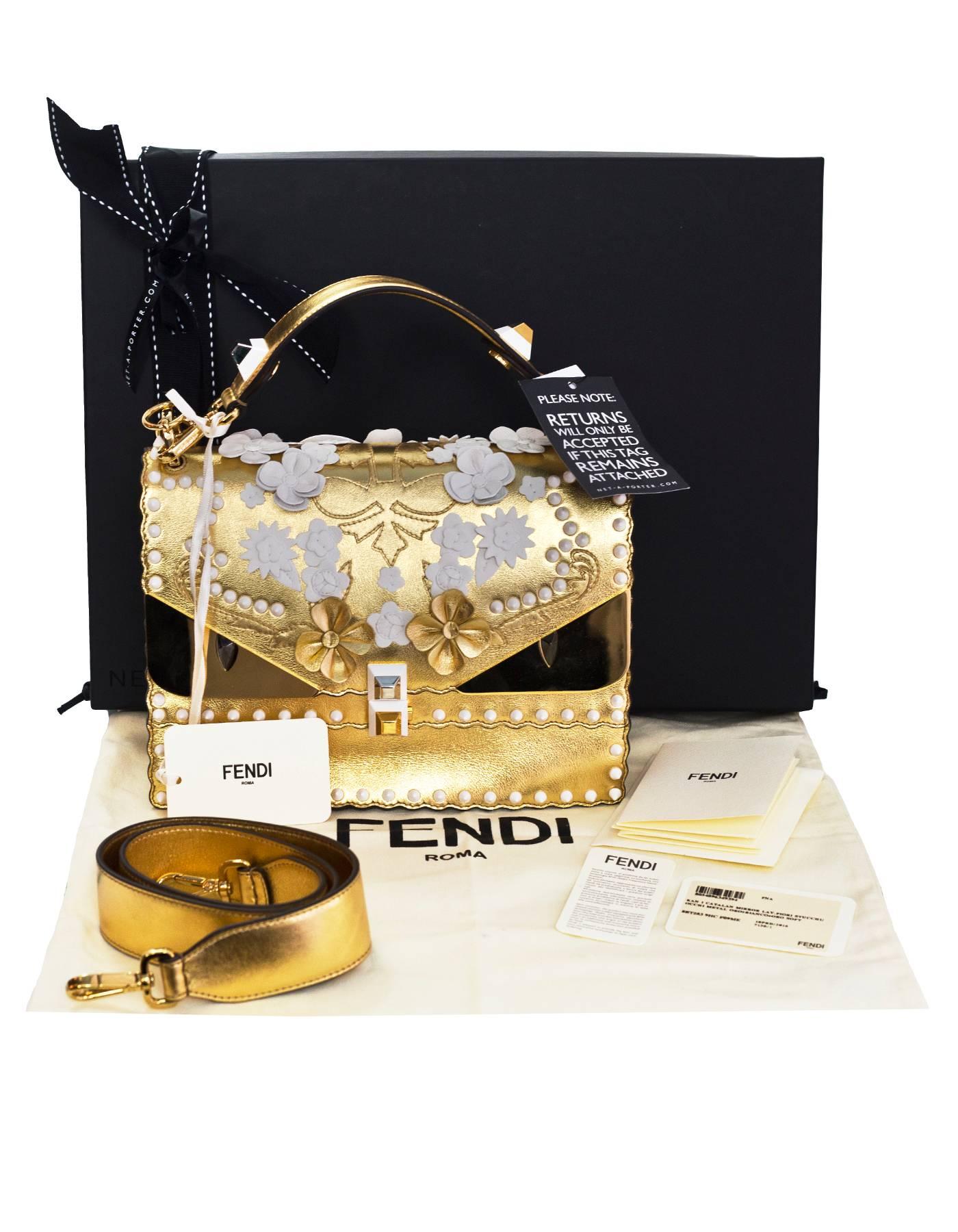 Fendi 2017 Gold & White Kan I Floral Monster Satchel Bag rt. $5, 950 4
