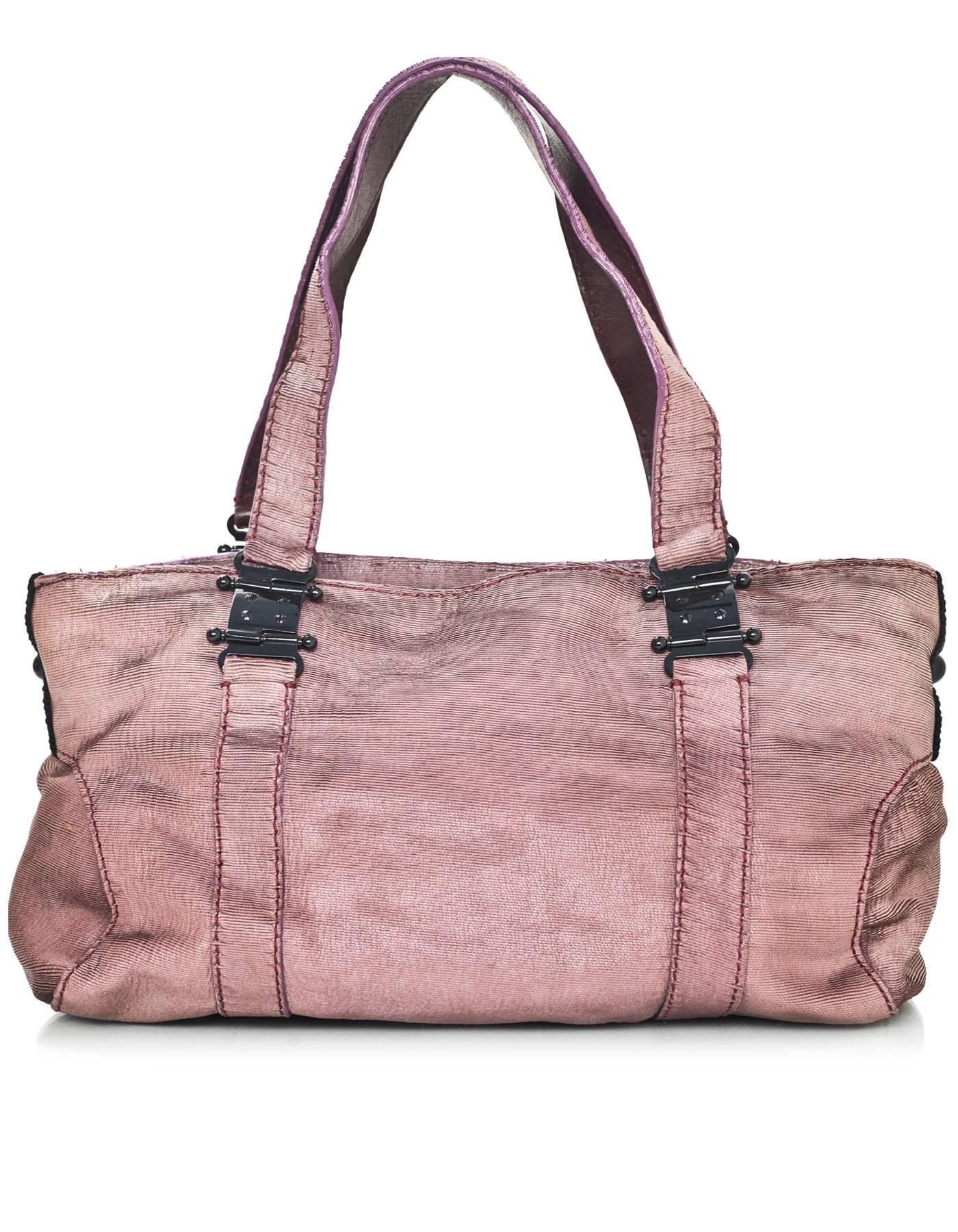 Beige Rochas Mauve Layered Leather Bag