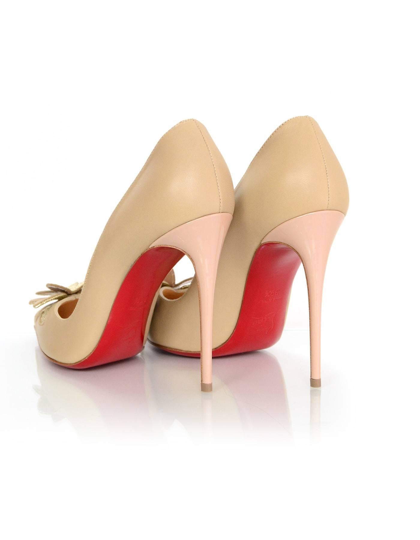 Christian Louboutin NEW Nude Maripopump 100 Butterfly Point Toe Pump Sz 39.5 In Excellent Condition In New York, NY