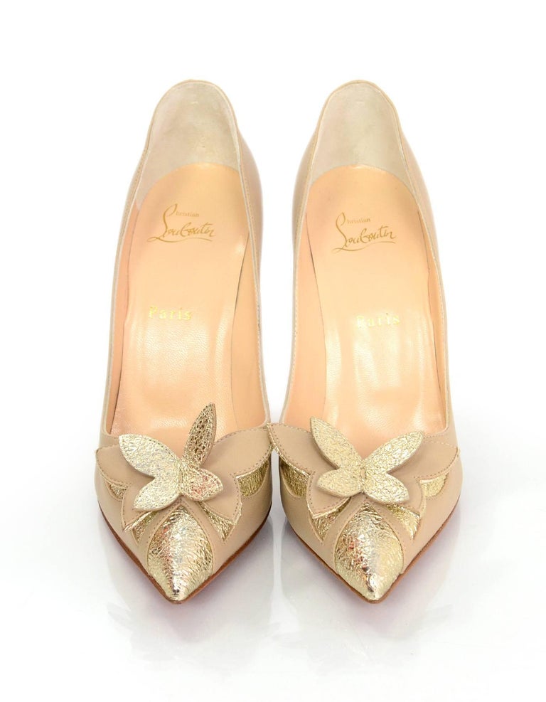 Louboutin NEW Nude Maripopump 100 Butterfly Point Toe Pump 39.5 For Sale at