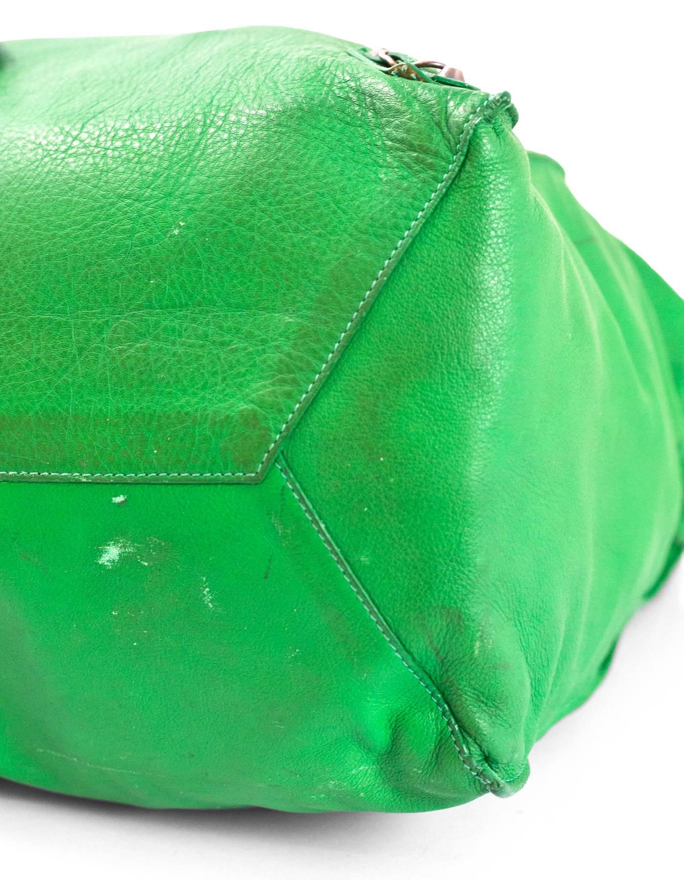Women's Balenciaga Green Leather Papier Ledger Tote