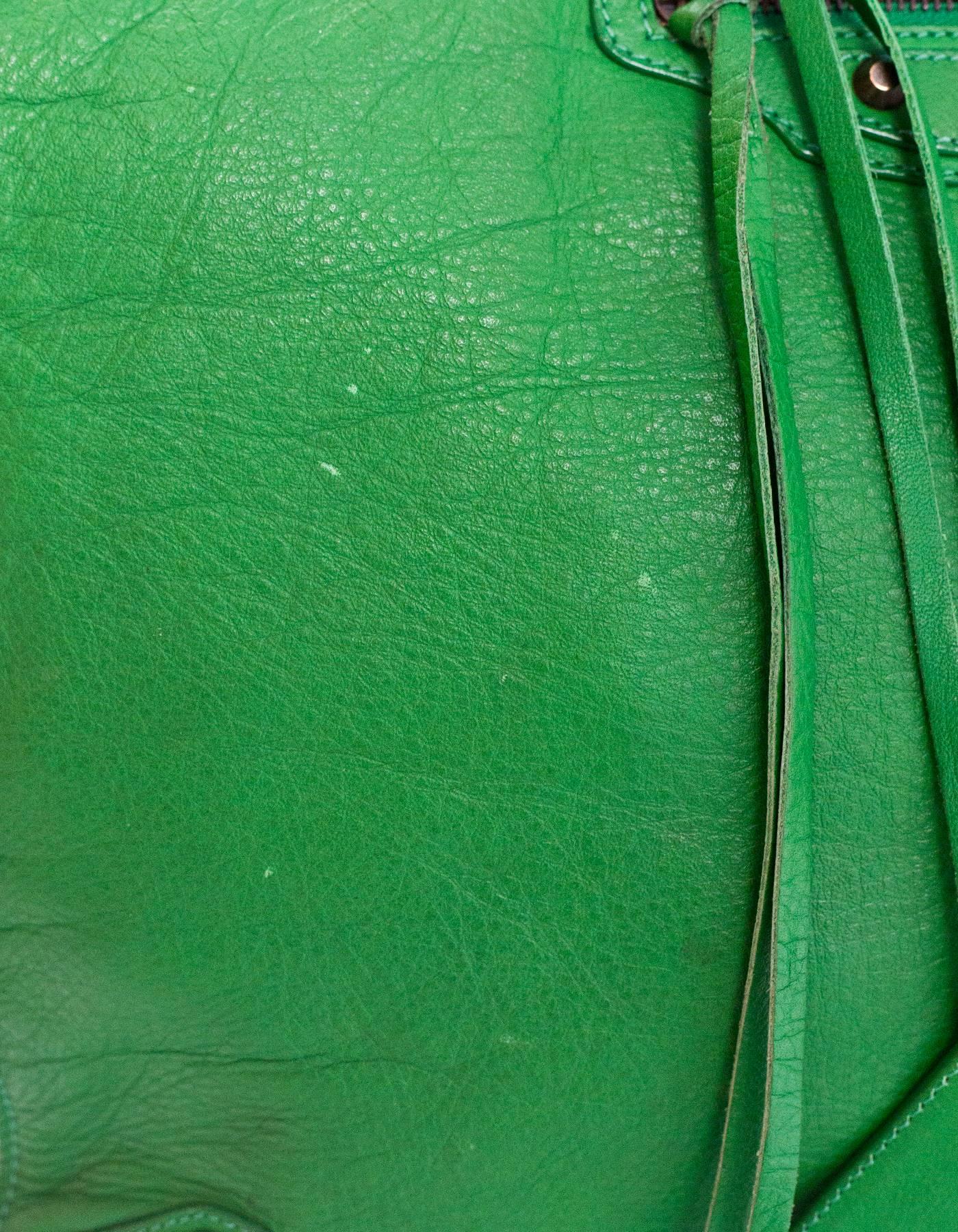 Balenciaga Green Leather Papier Ledger Tote 2