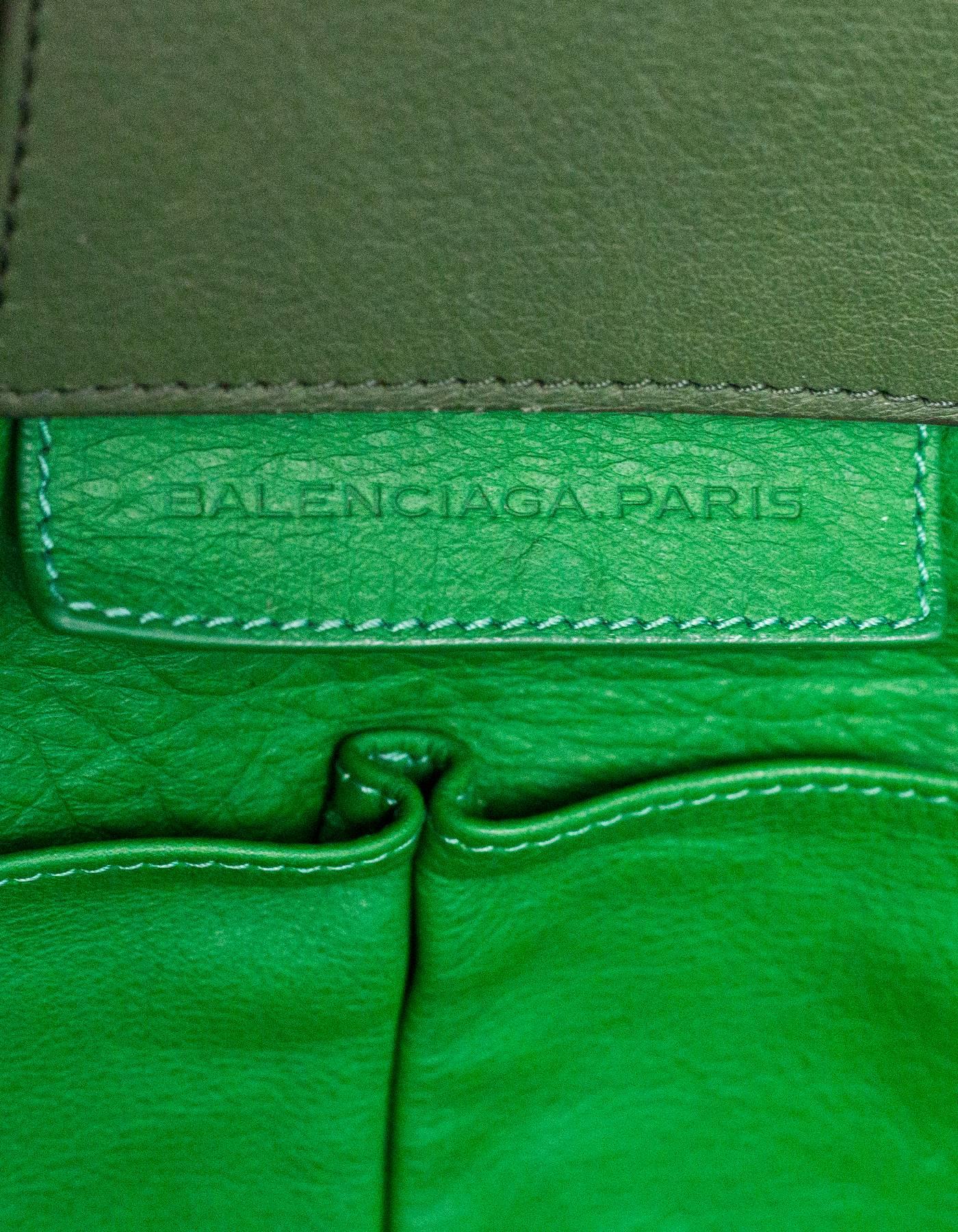 Balenciaga Green Leather Papier Ledger Tote 5