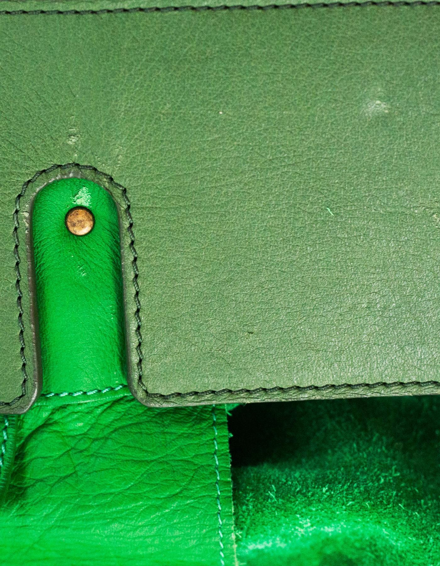 Balenciaga Green Leather Papier Ledger Tote 3