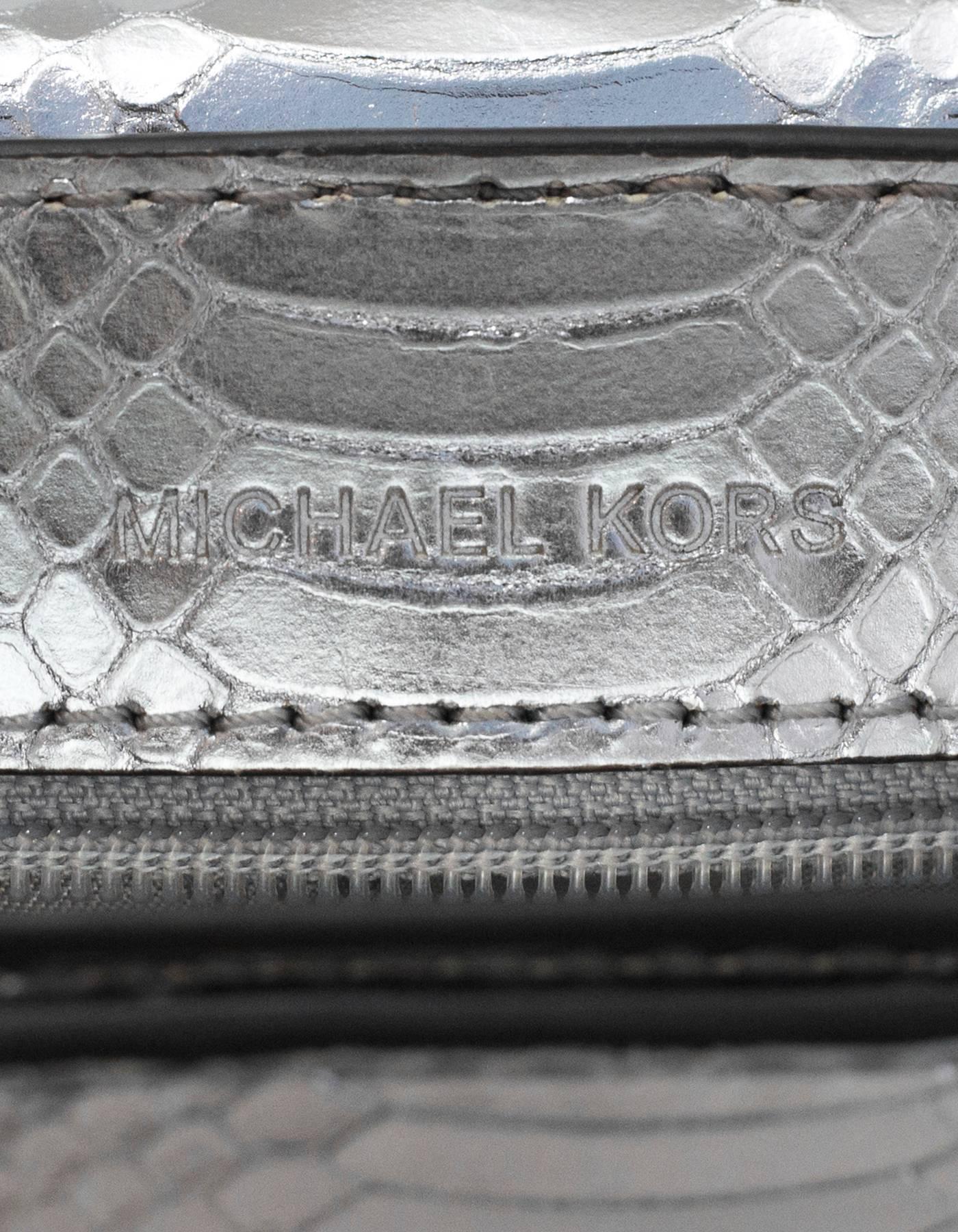Michael Kors NEW Sloan Editor Silver Embossed Leather Flap Bag 1