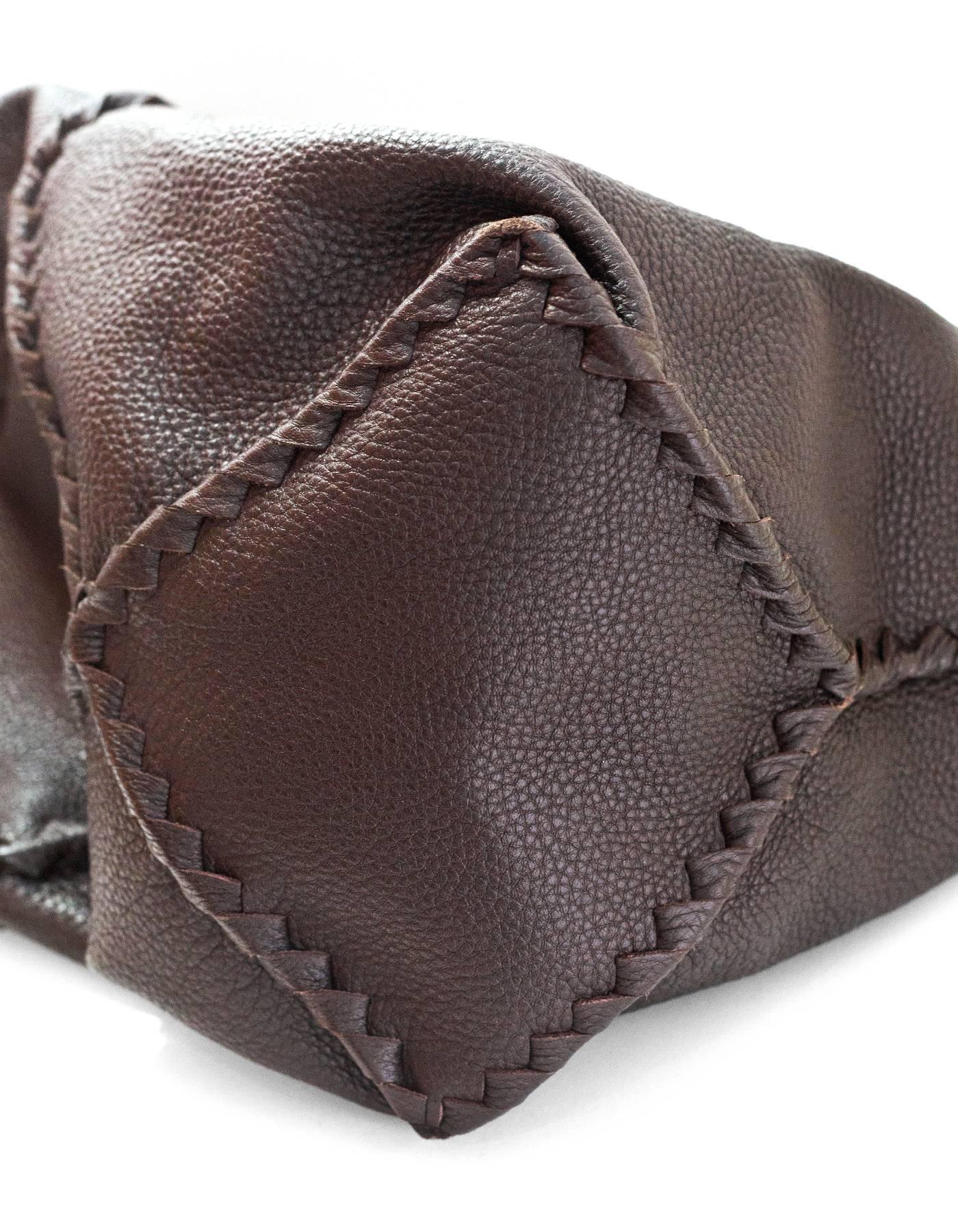 Women's Bottega Veneta Brown Deerskin Leather & Woven Hobo Bag with DB