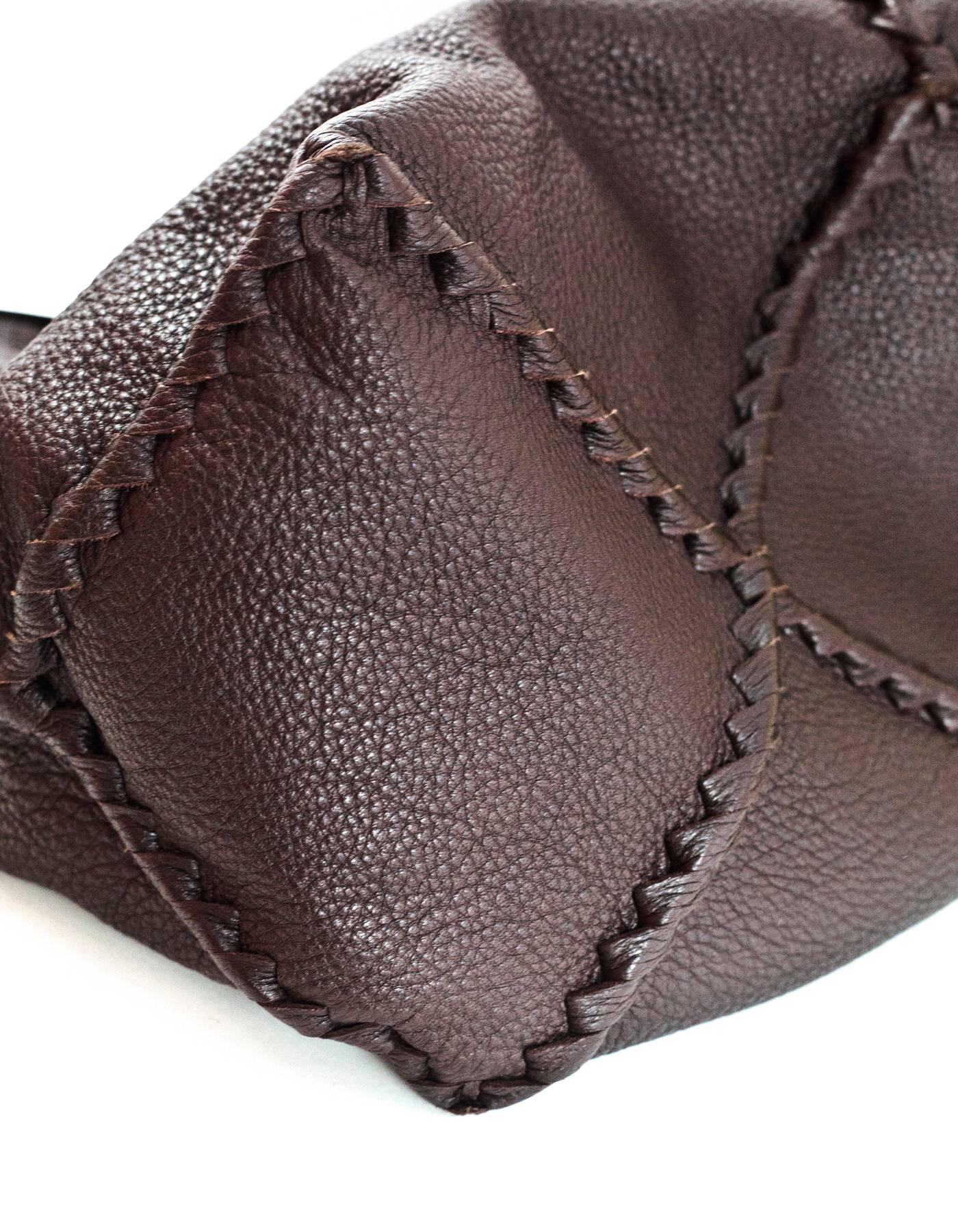Bottega Veneta Brown Deerskin Leather & Woven Hobo Bag with DB In Excellent Condition In New York, NY