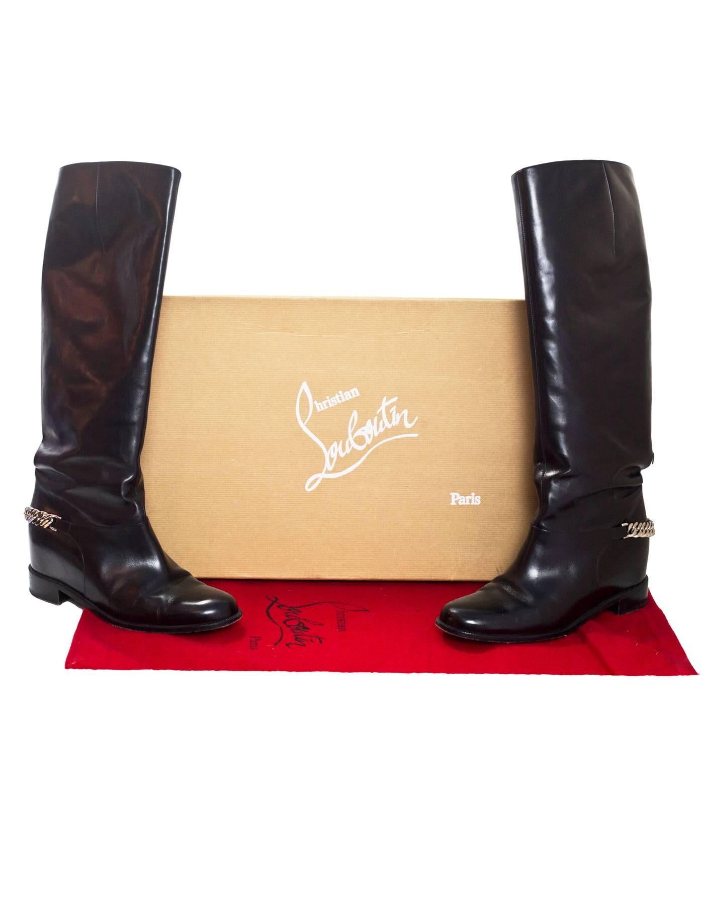 Women's Christian Louboutin Black Cate Riding Boots Sz 38.5 with Box and DB