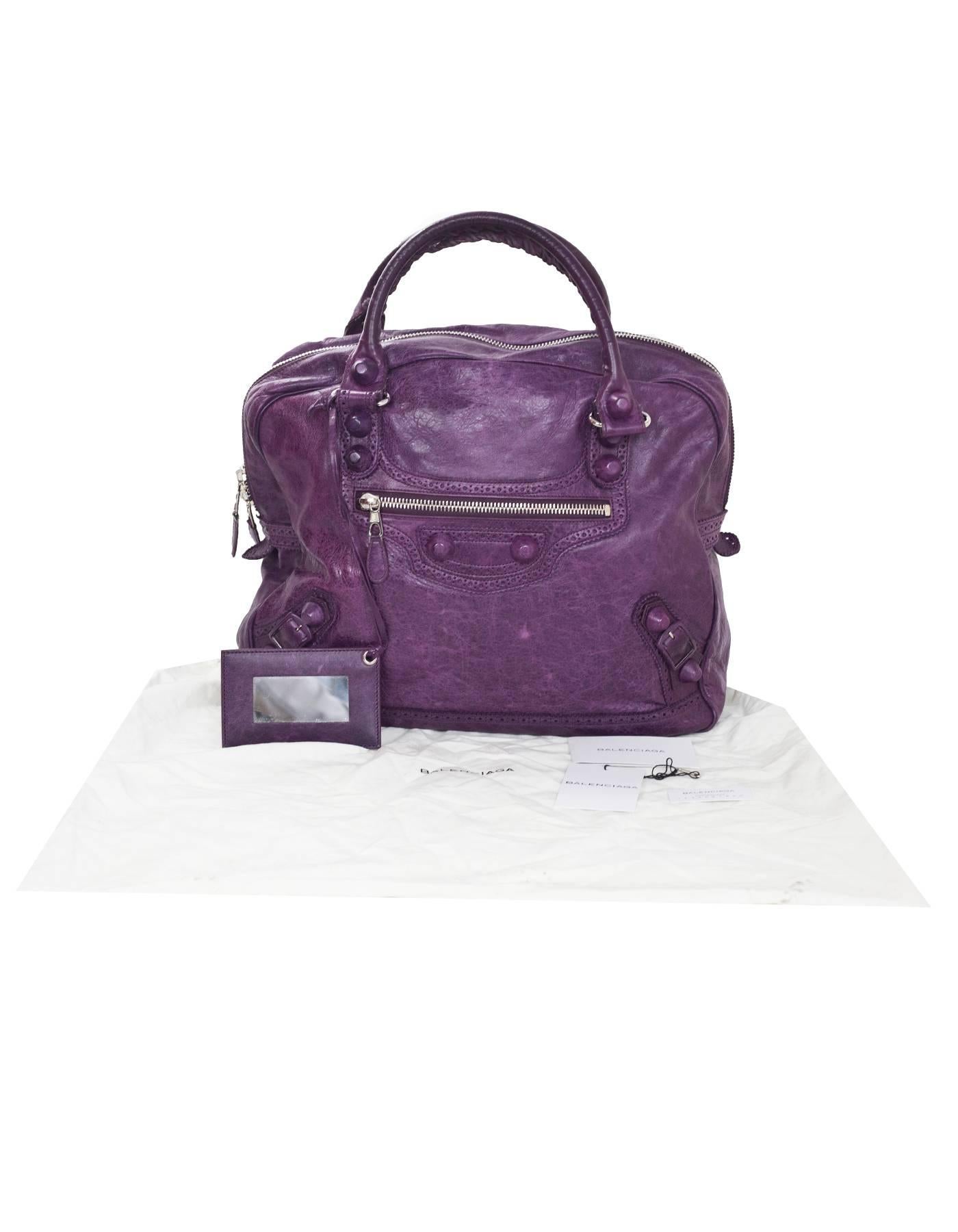 Balenciaga Purple Agneau Lambskin Covered Giant Brogues Office Bag 3