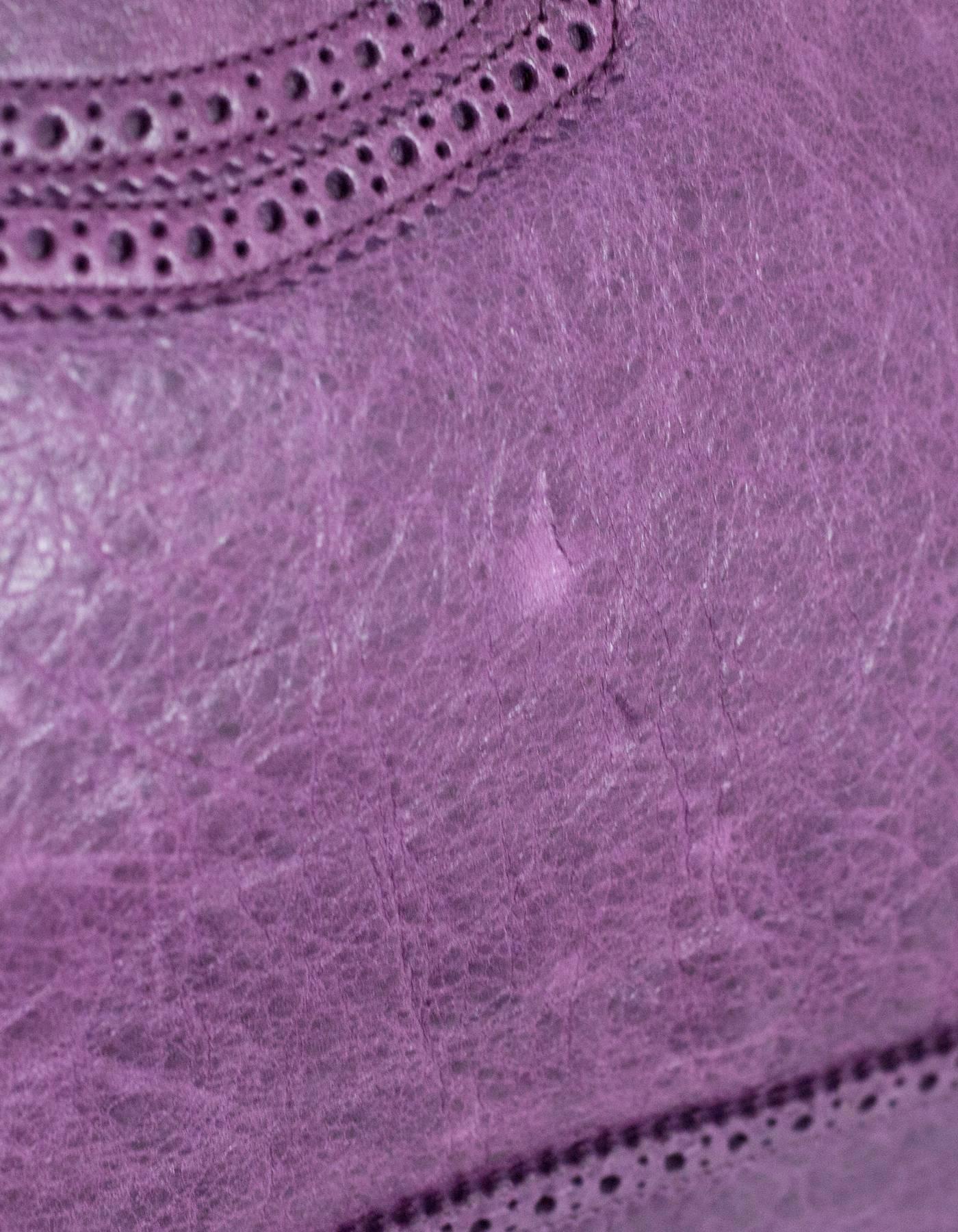 Women's Balenciaga Purple Agneau Lambskin Covered Giant Brogues Office Bag