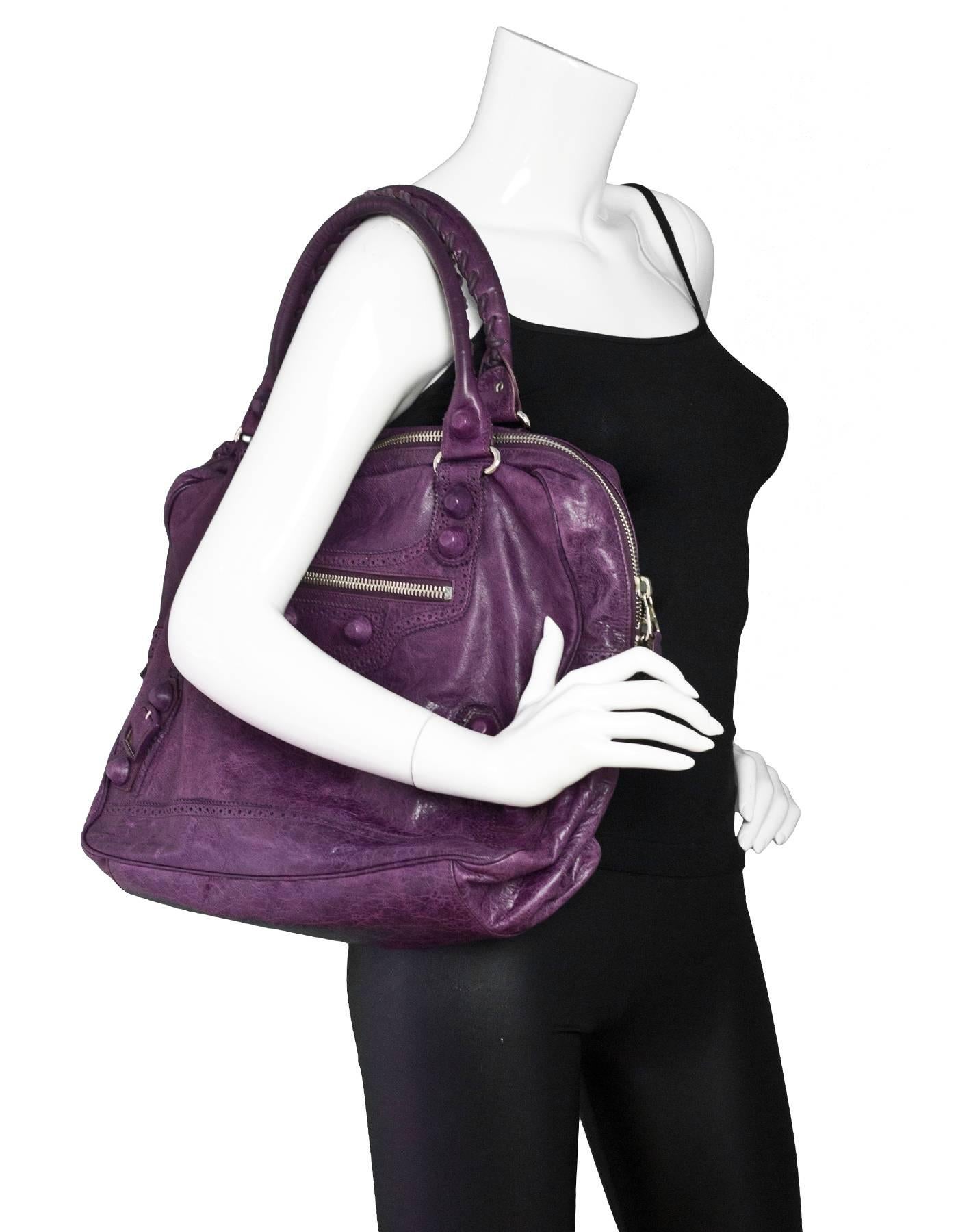 Balenciaga Purple Agneau Lambskin Covered Giant Brogues Office Bag 4