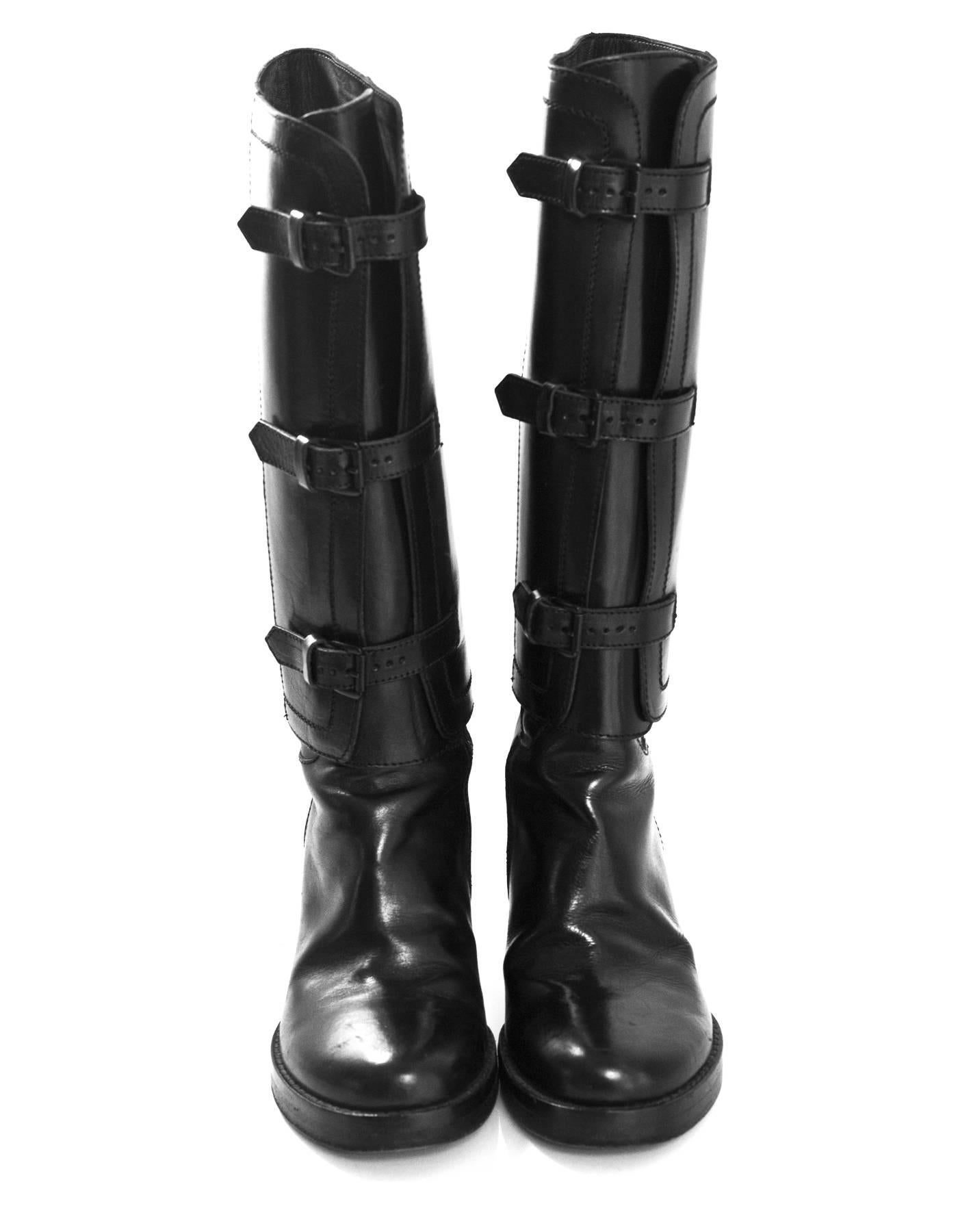 Ann Demeulemeester Black Leather Convertible Boots Sz 37 In Good Condition In New York, NY