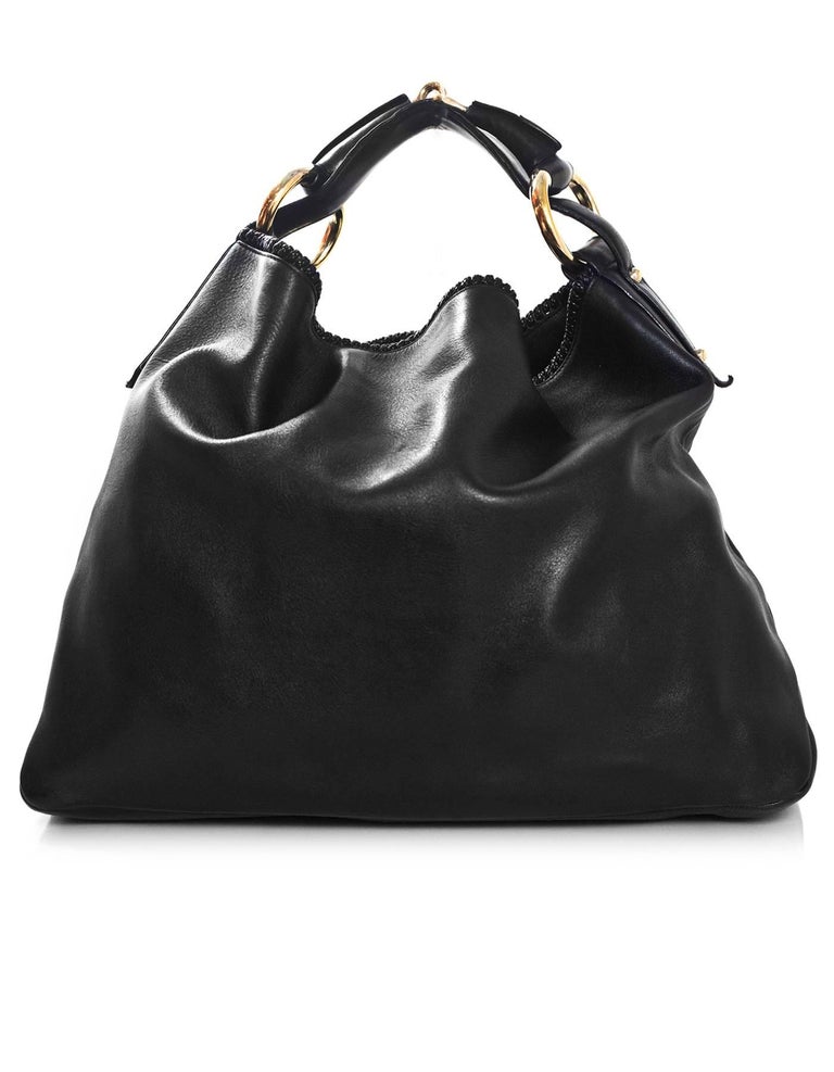 Gucci Black Leather Horsebit Hobo Bag For Sale at 1stdibs