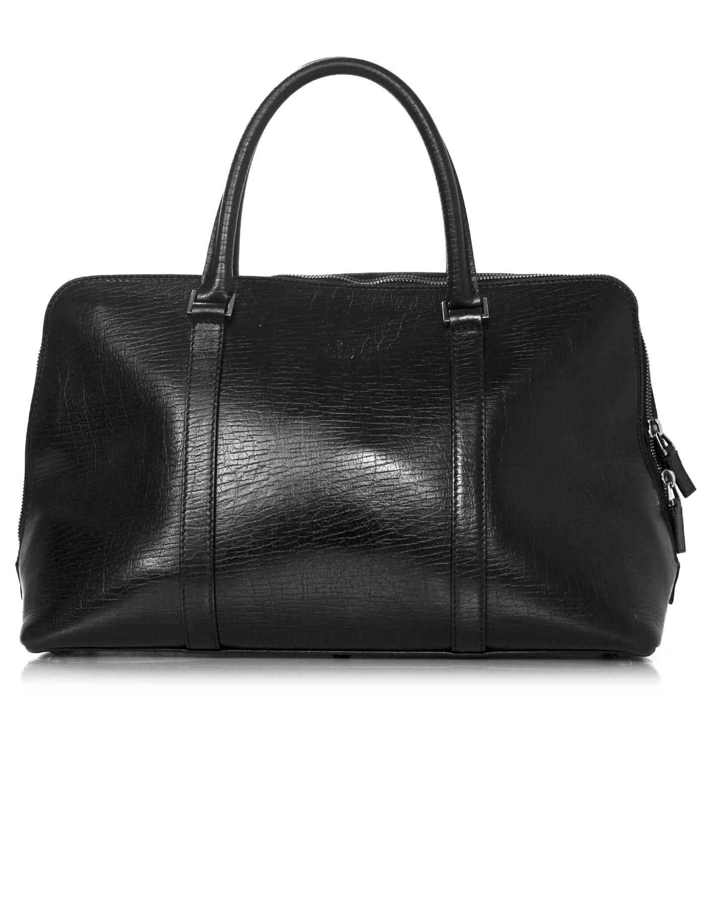 Gucci Black Leather Zip Top Handbag In Excellent Condition In New York, NY
