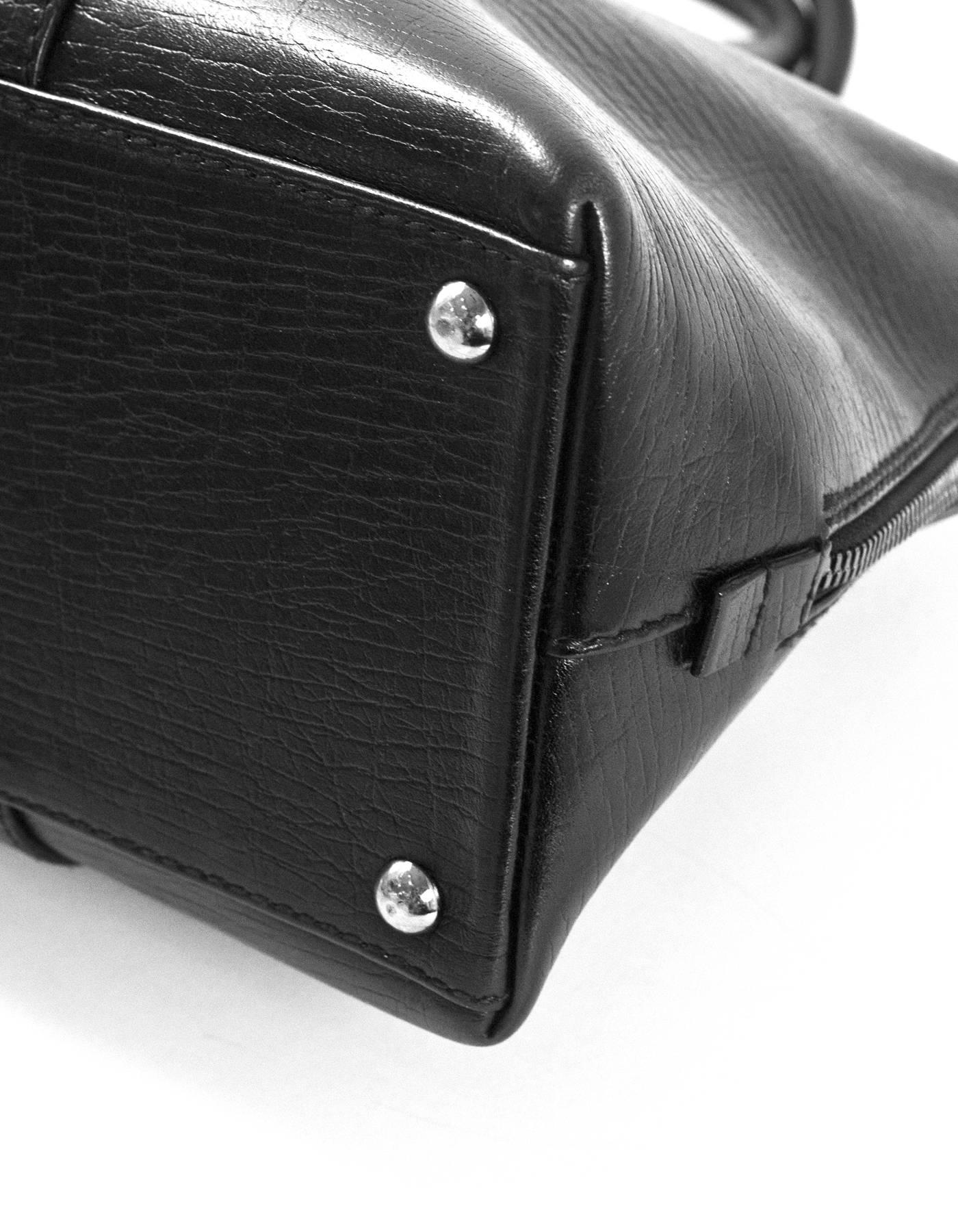 Gucci Black Leather Zip Top Handbag 1