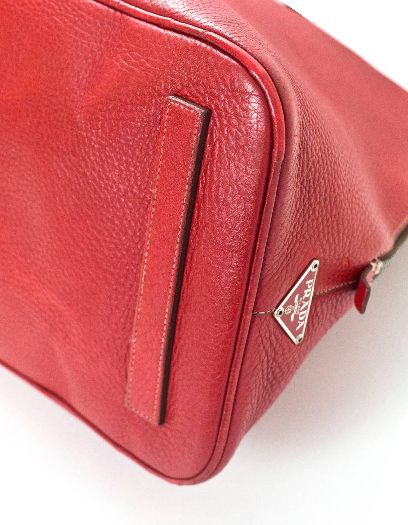 Prada Red Leather Zip Around Shoulder Bag  1