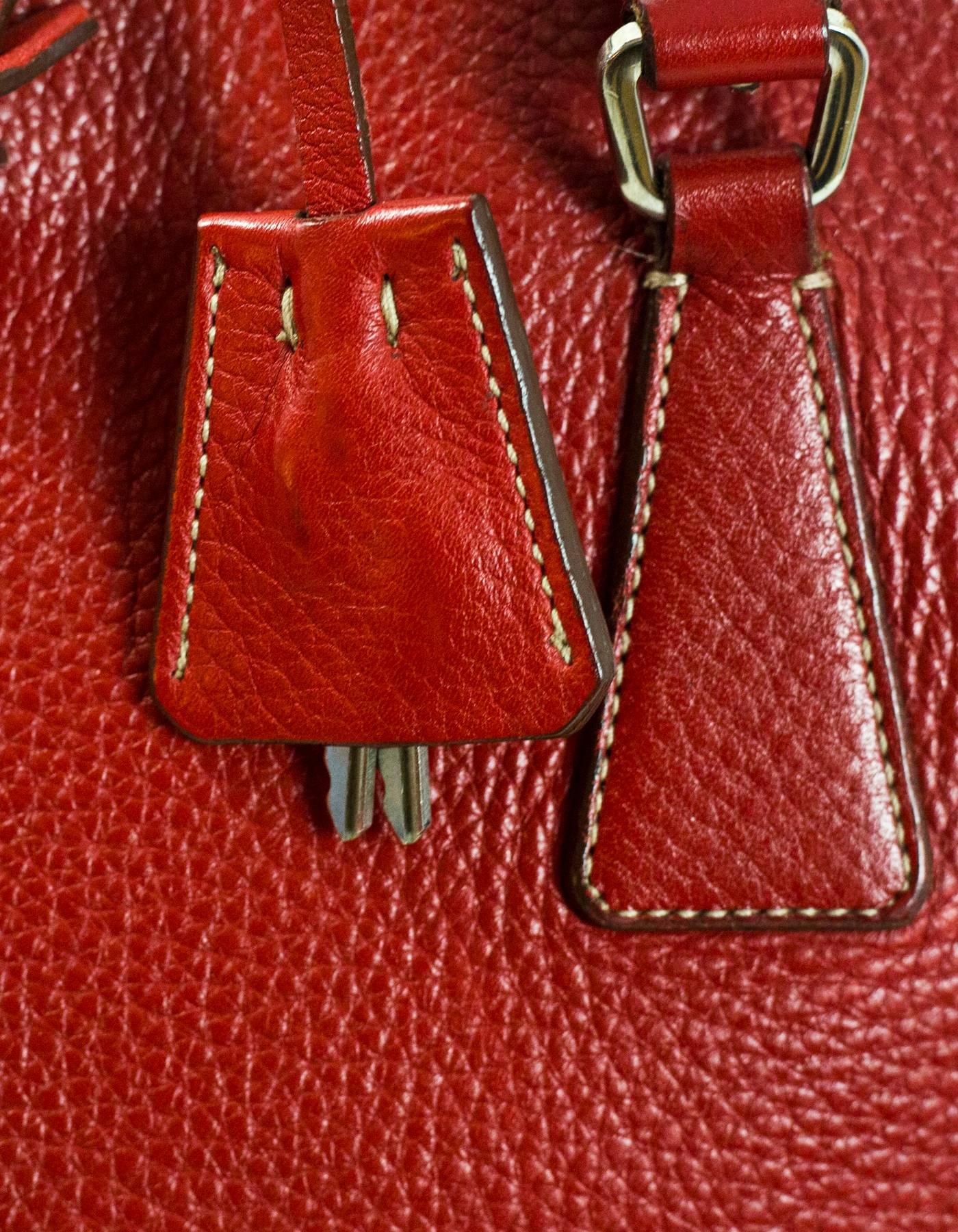 Prada Red Leather Zip Around Shoulder Bag  3