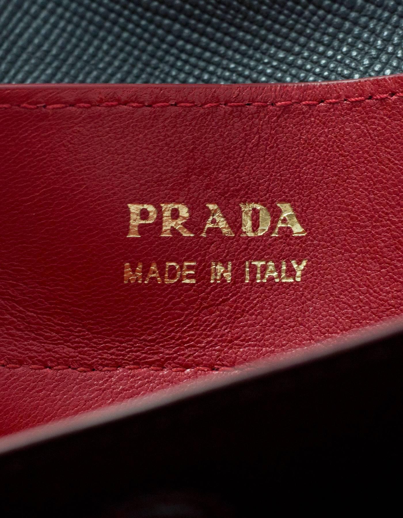 Prada Black Saffiano Leather Double Handle Tote Bag w. Red Interior rt. $2, 780 1