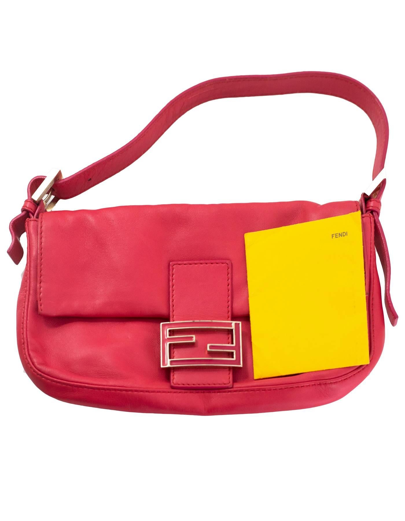 Fendi Pink Leather Baguette Bag 5
