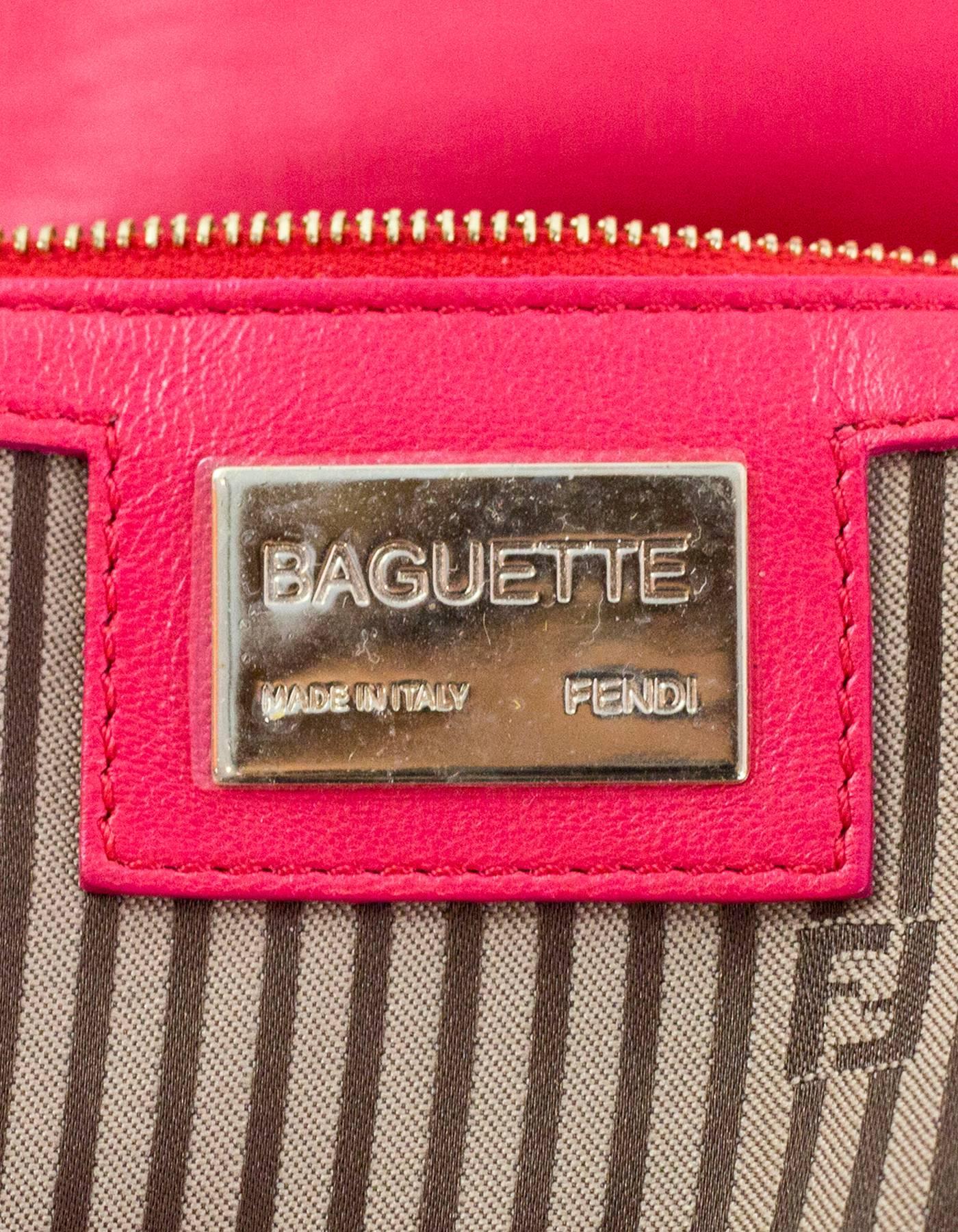 Fendi Pink Leather Baguette Bag 3