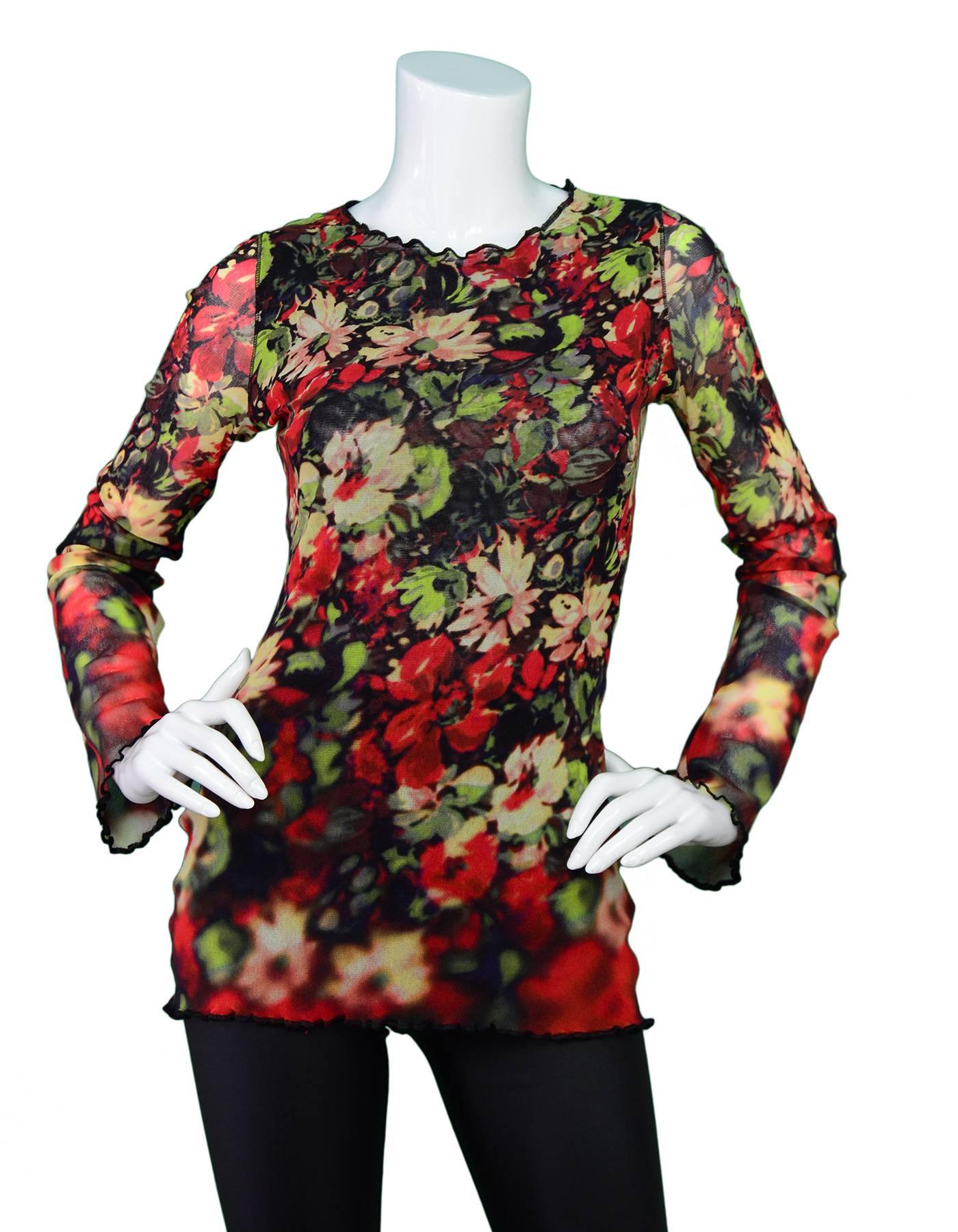 Jean Paul Gaultier Floral Longlseeve Top Sz L

Color: Black, red green
Composition: 100% Nylon
Lining: Black nylon
Closure/Opening: Pull over
Overall Condition: Excellent pre-owned condition
Marked Size: L
Shoulders: 13.5