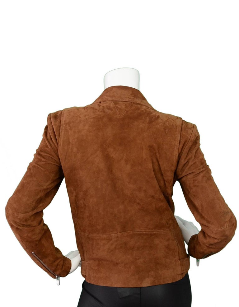 Veda Rust Suede Moto Jacket Sz M For Sale at 1stDibs