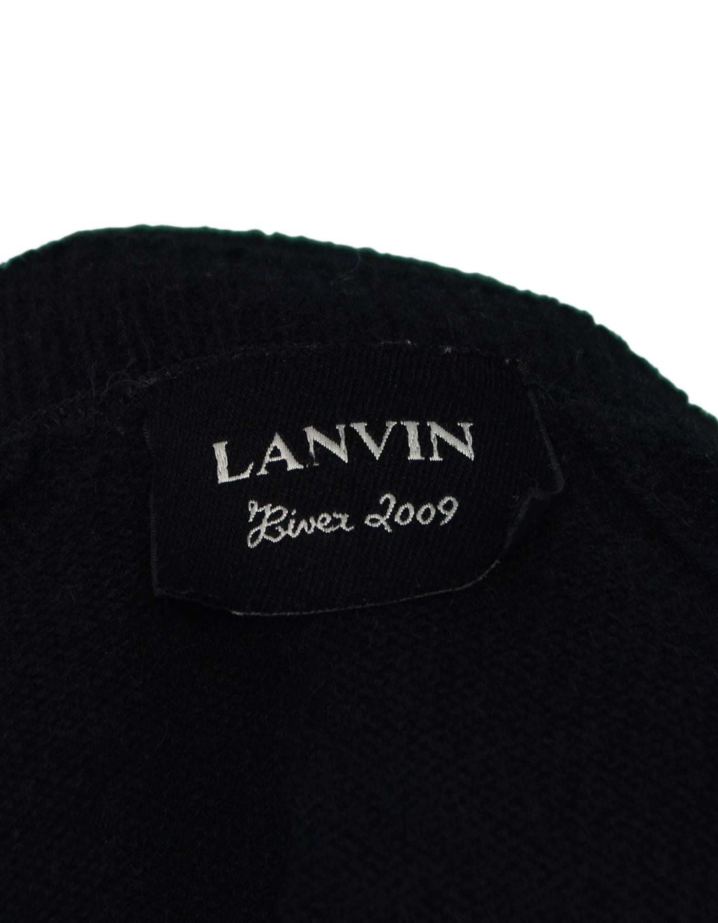 Women's Lanvin Black Wool & Shearling Sweater Sz IT40