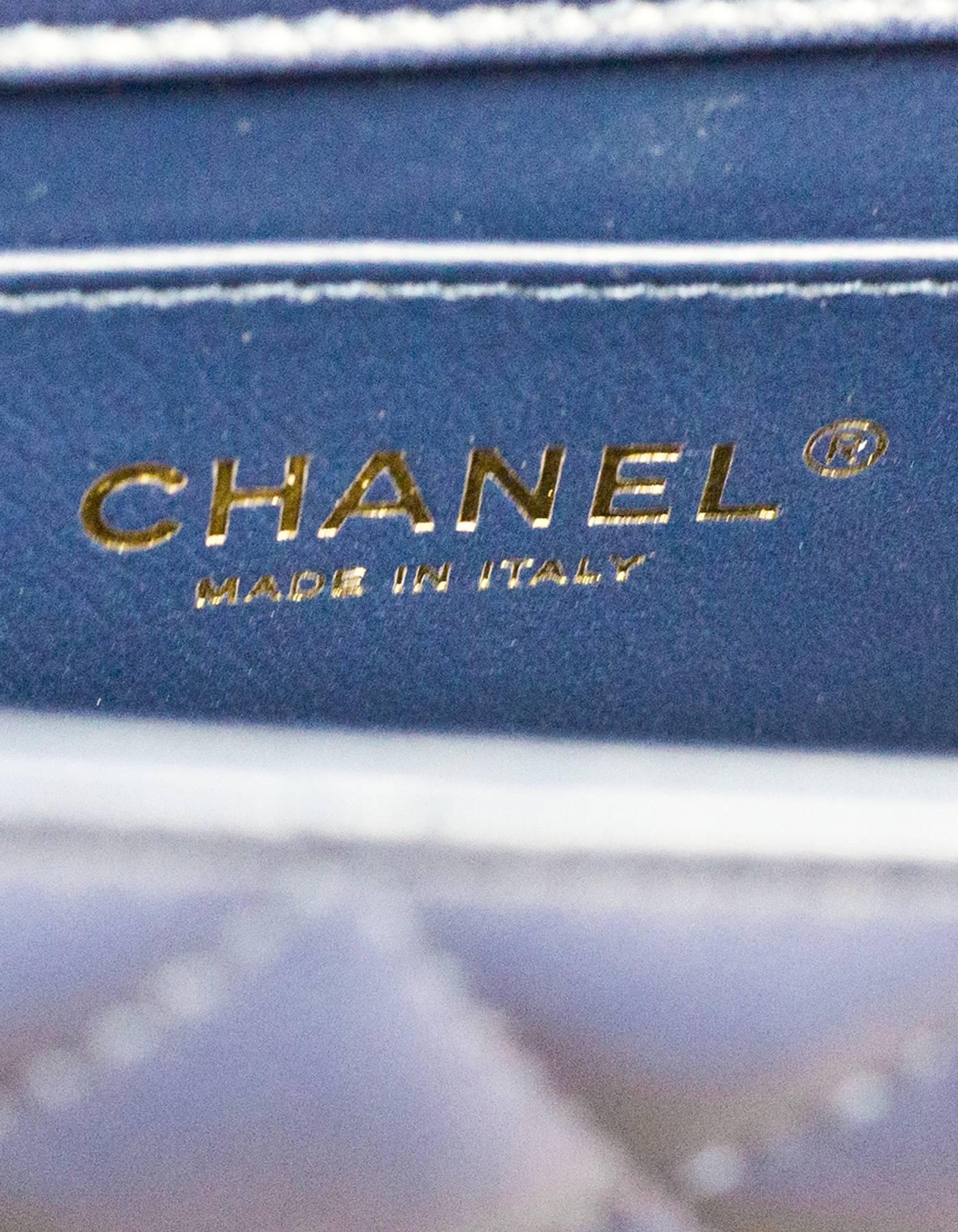 Women's Chanel '16 Navy Lambskin Leather Large Fantasy Pearls Crossbody Flap Bag