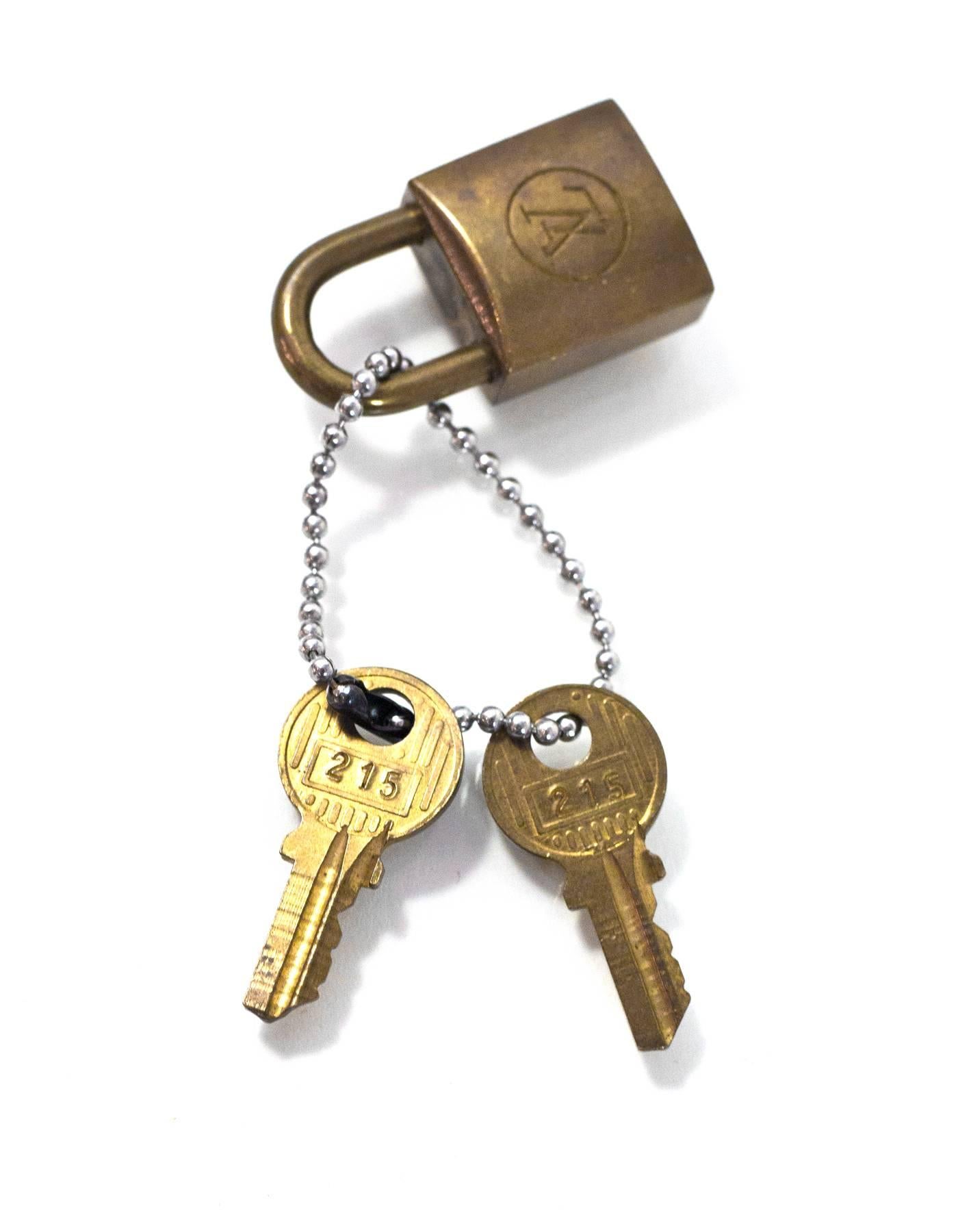 Brown Louis Vuitton Vintage Brass Logo Lock & Keys