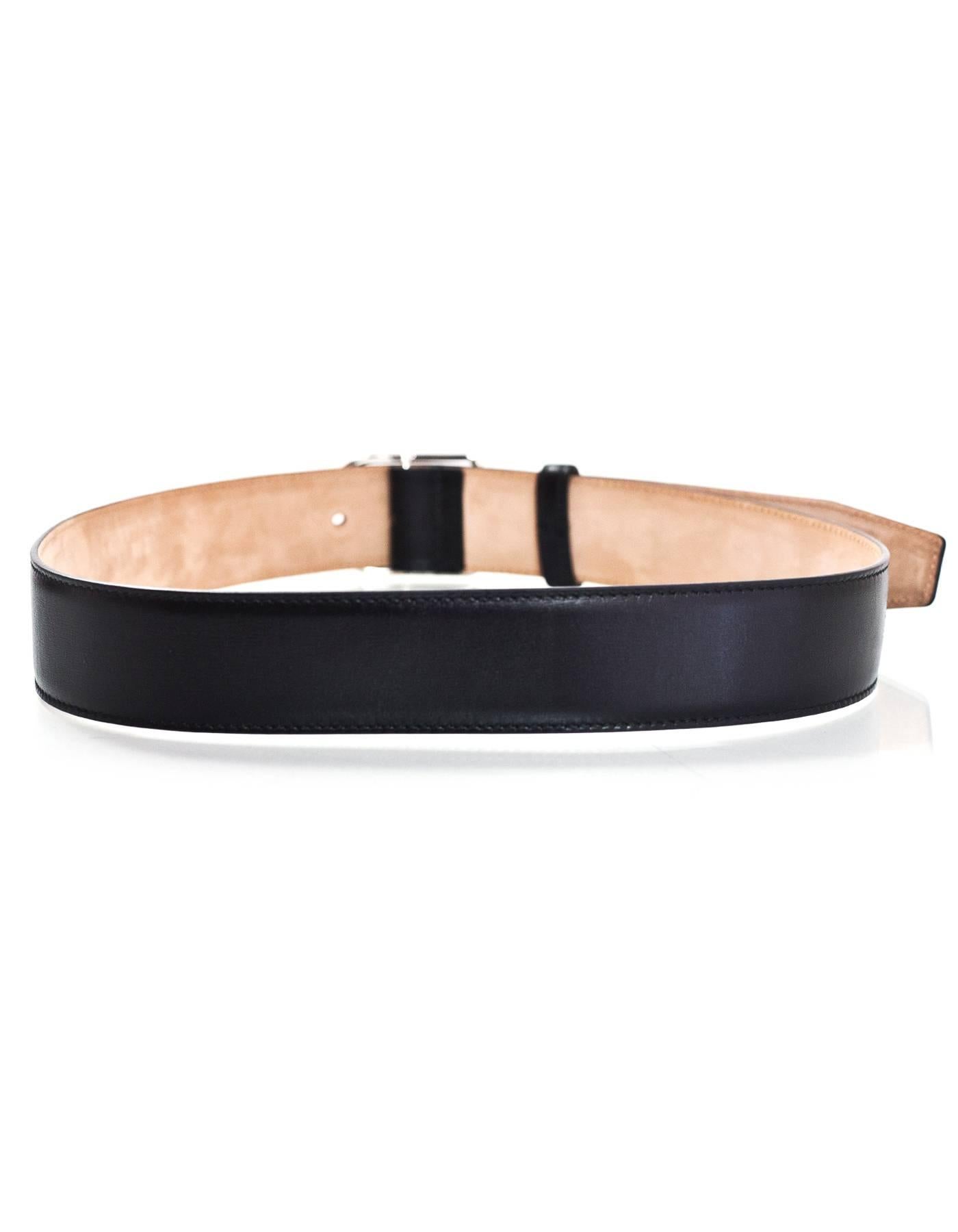 Christian Dior '17 Black Leather 35mm Belt with D Buckle Sz Small NEW with DB In Excellent Condition In New York, NY