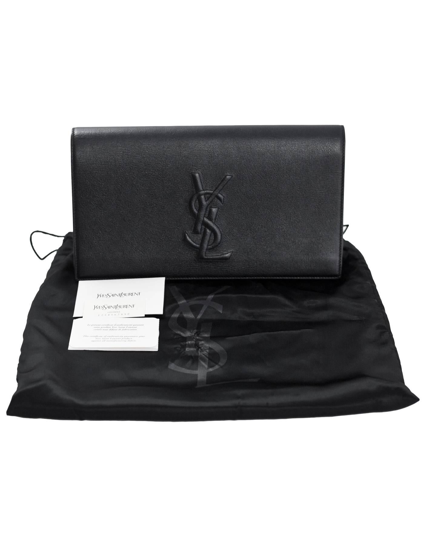 Yves Saint Laurent Black Leather Large Belle De Jour Clutch Bag with DB 2