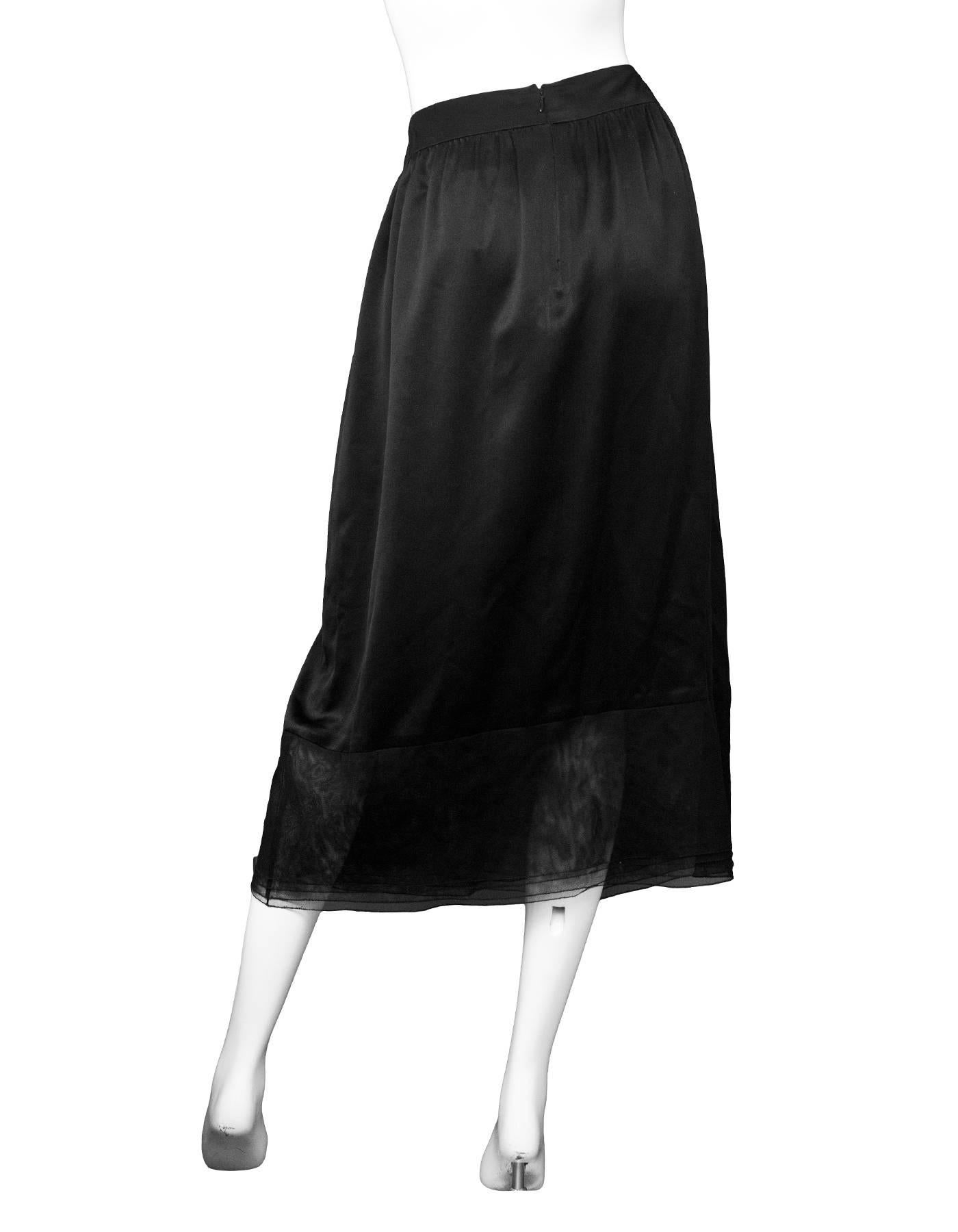 Chanel Black Silk Skirt Sz FR42 In Excellent Condition In New York, NY