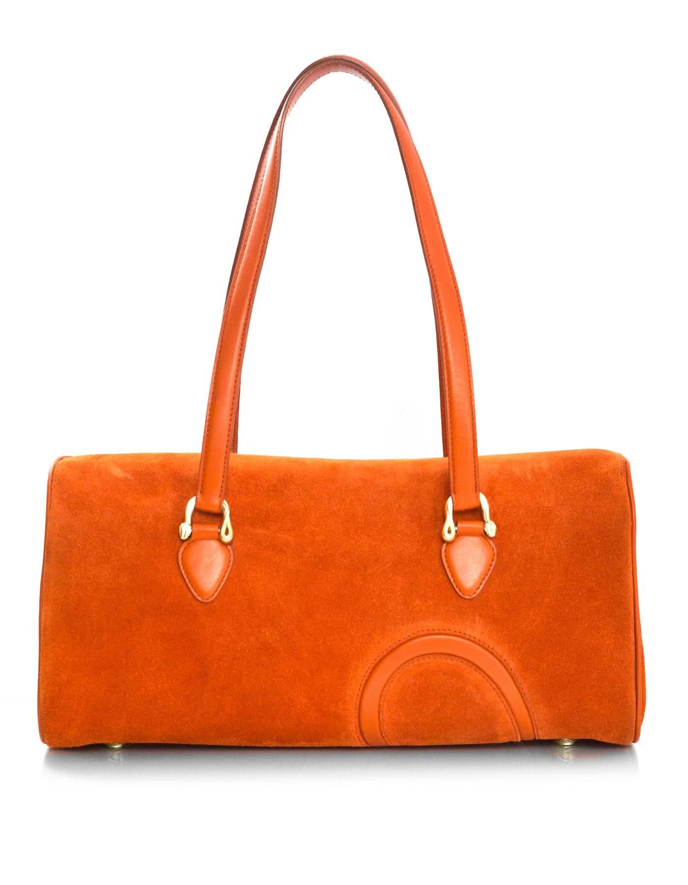 Kieselstein-Cord Orange Suede Shoulder bag with Snake Charm In Excellent Condition In New York, NY