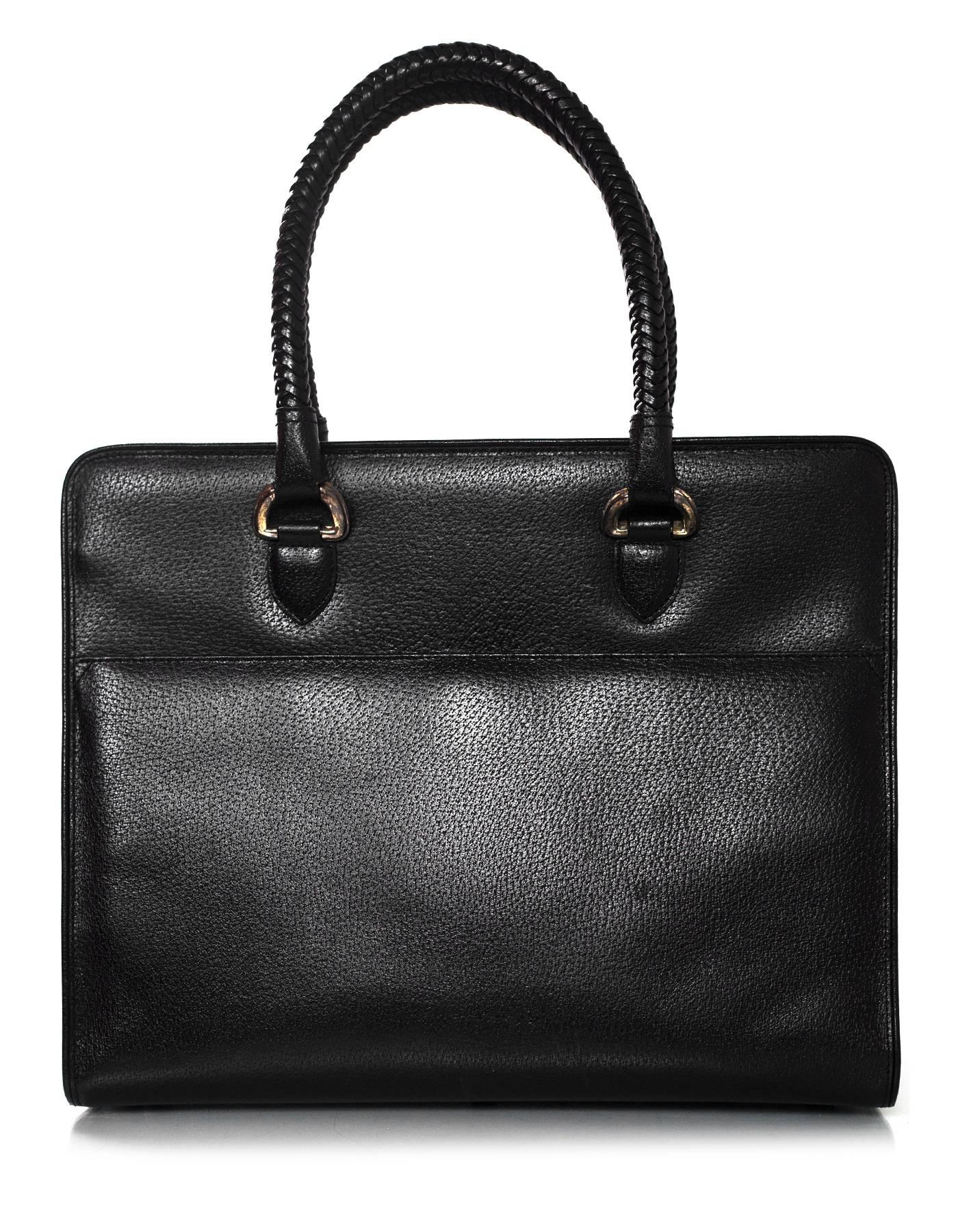 Kieselstein-Cord Large Black Work Tote with Sterling Silver Hardware In Excellent Condition In New York, NY