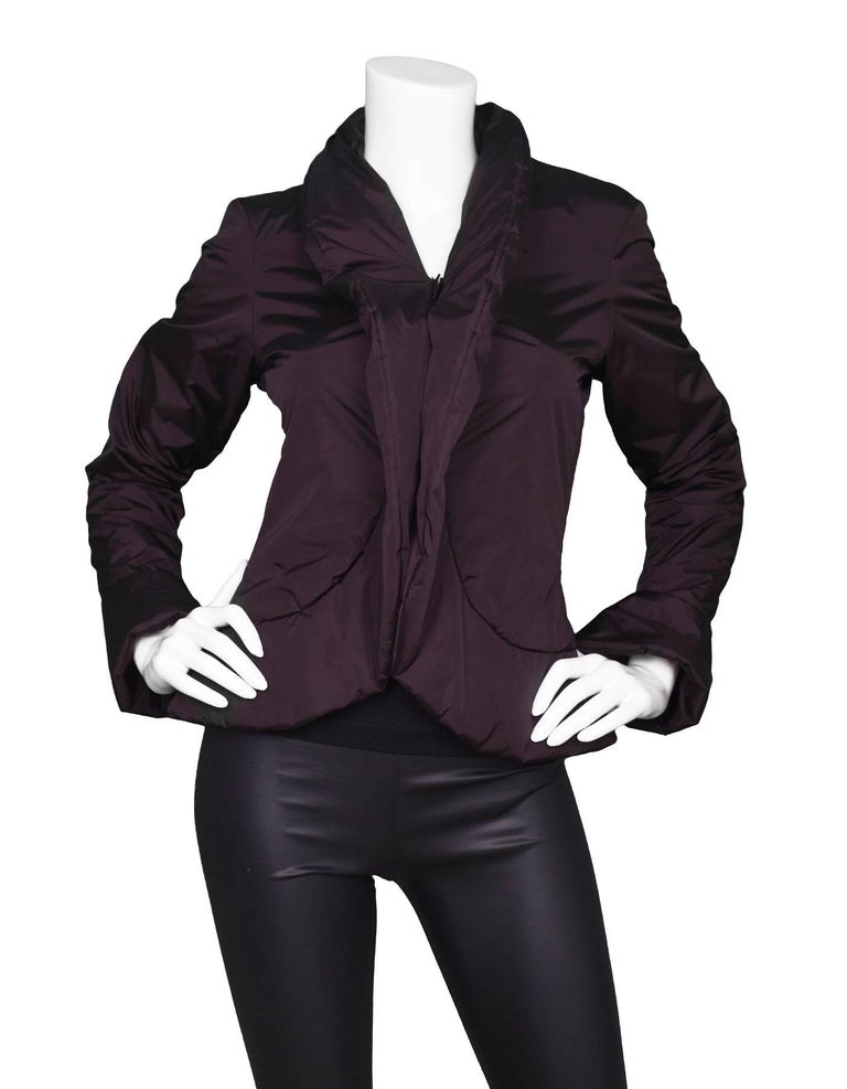 Jean Paul Gaultier Eggplant Peplum Puffer Jacket sz US4 at 1stDibs jean paul gaultier puffer