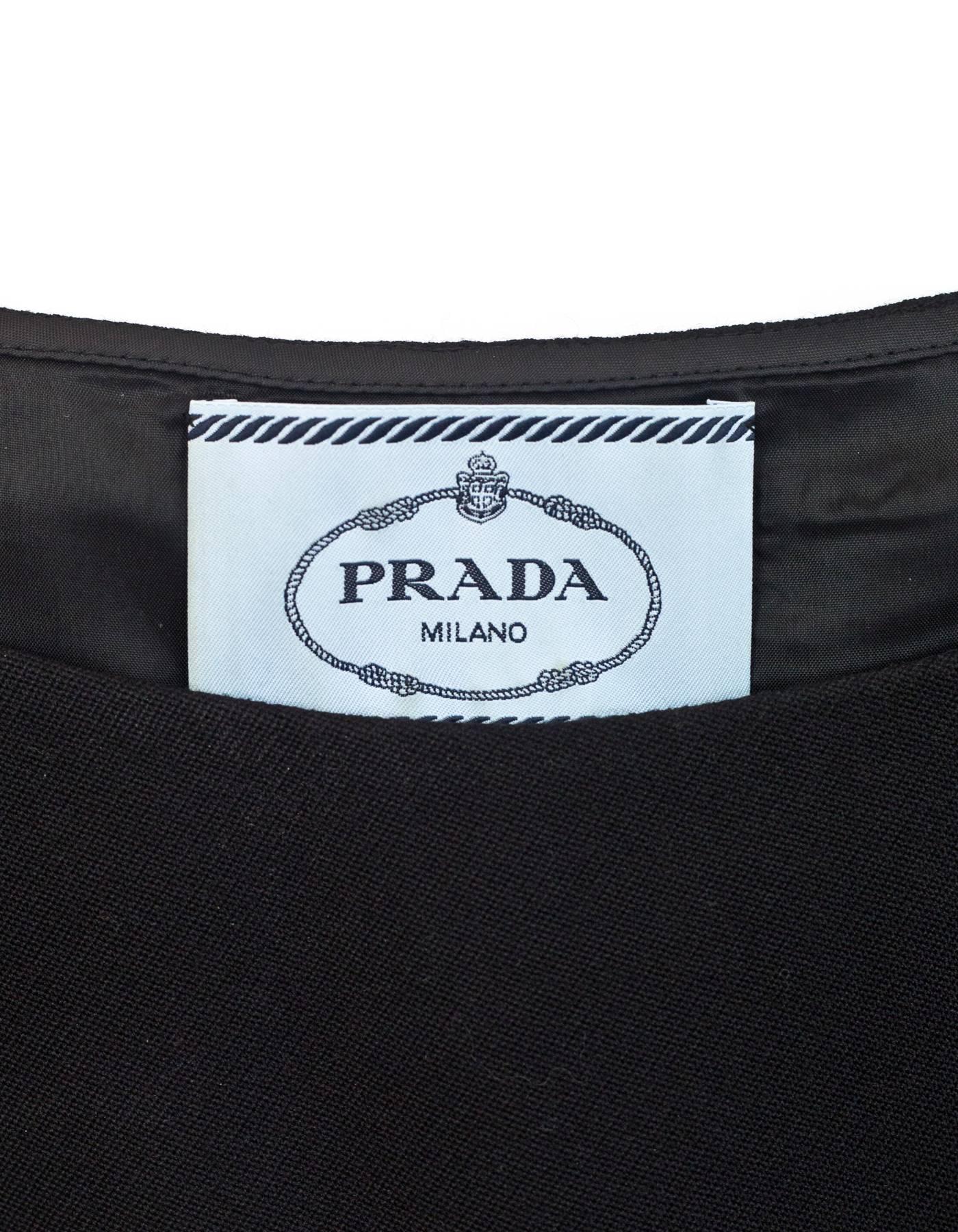 Women's Prada Black Wool Sleeveless A-Line Dress sz IT36