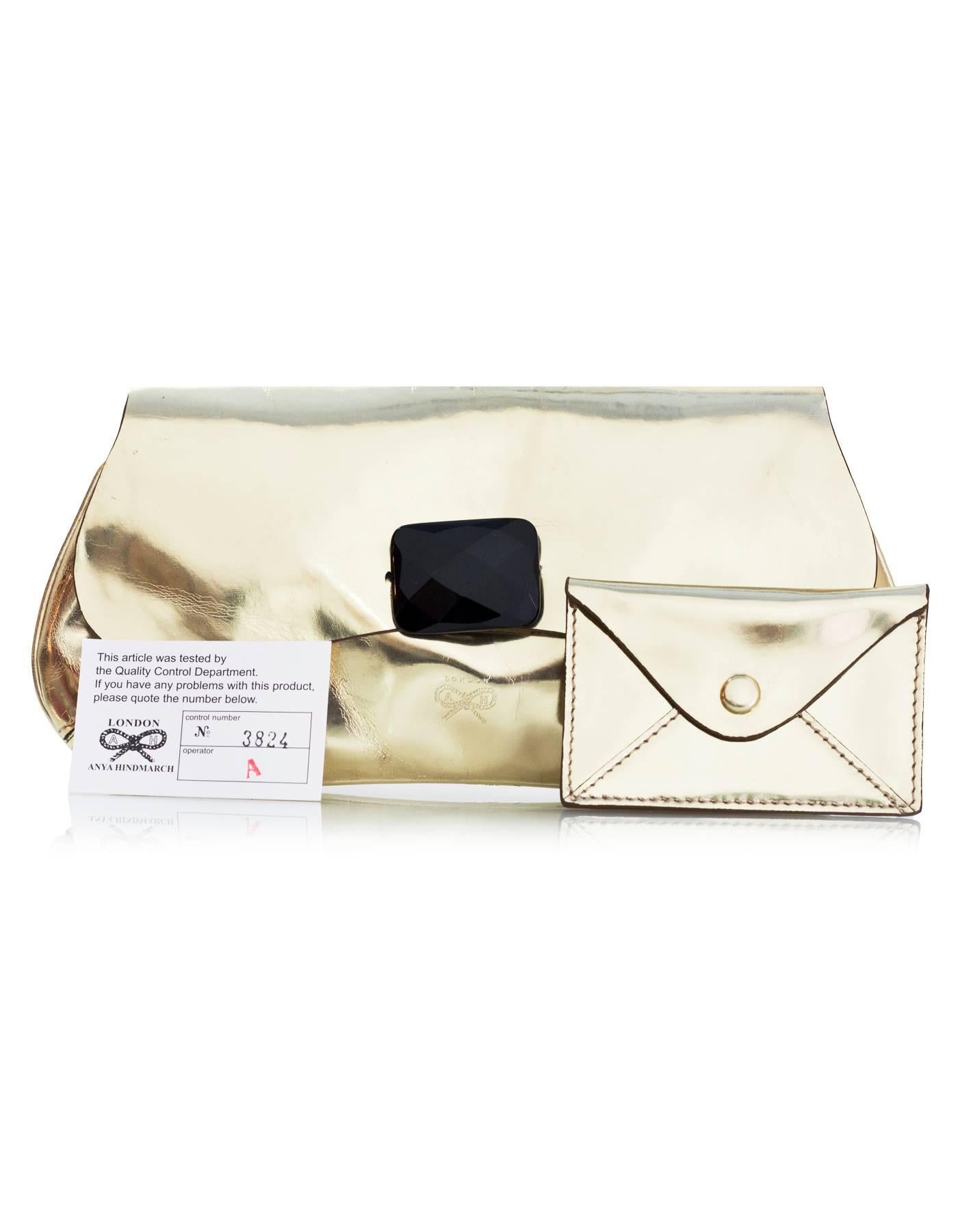 Anya Hindmarch Gold Glazed Leather Clutch Bag 5