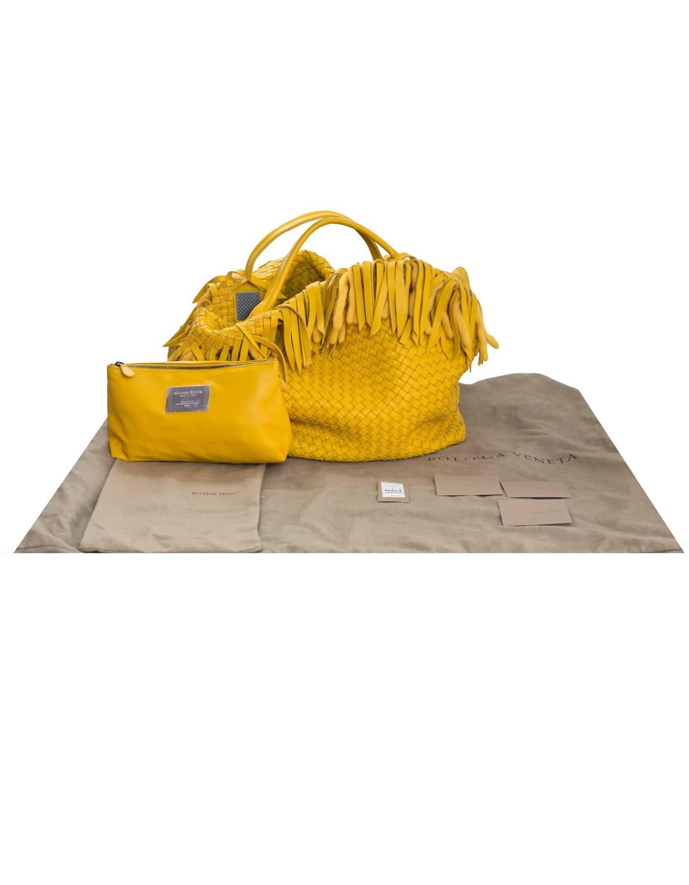 Bottega Veneta Mustard Leather & Wool Limited Ed Intrecciato Tote Bag 5