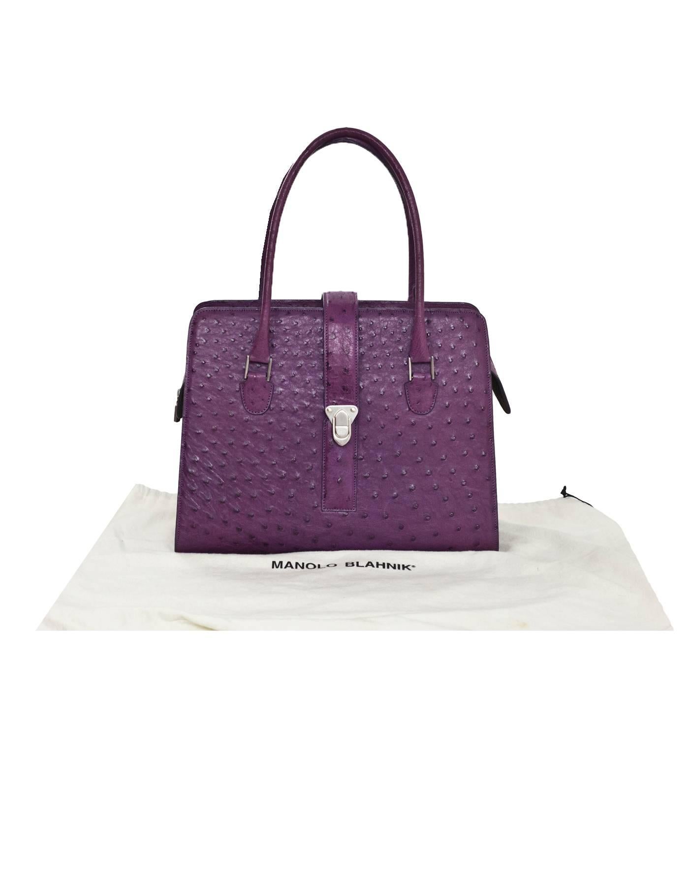 Manolo Blahnik Purple Ostrich Tote Bag with DB 6