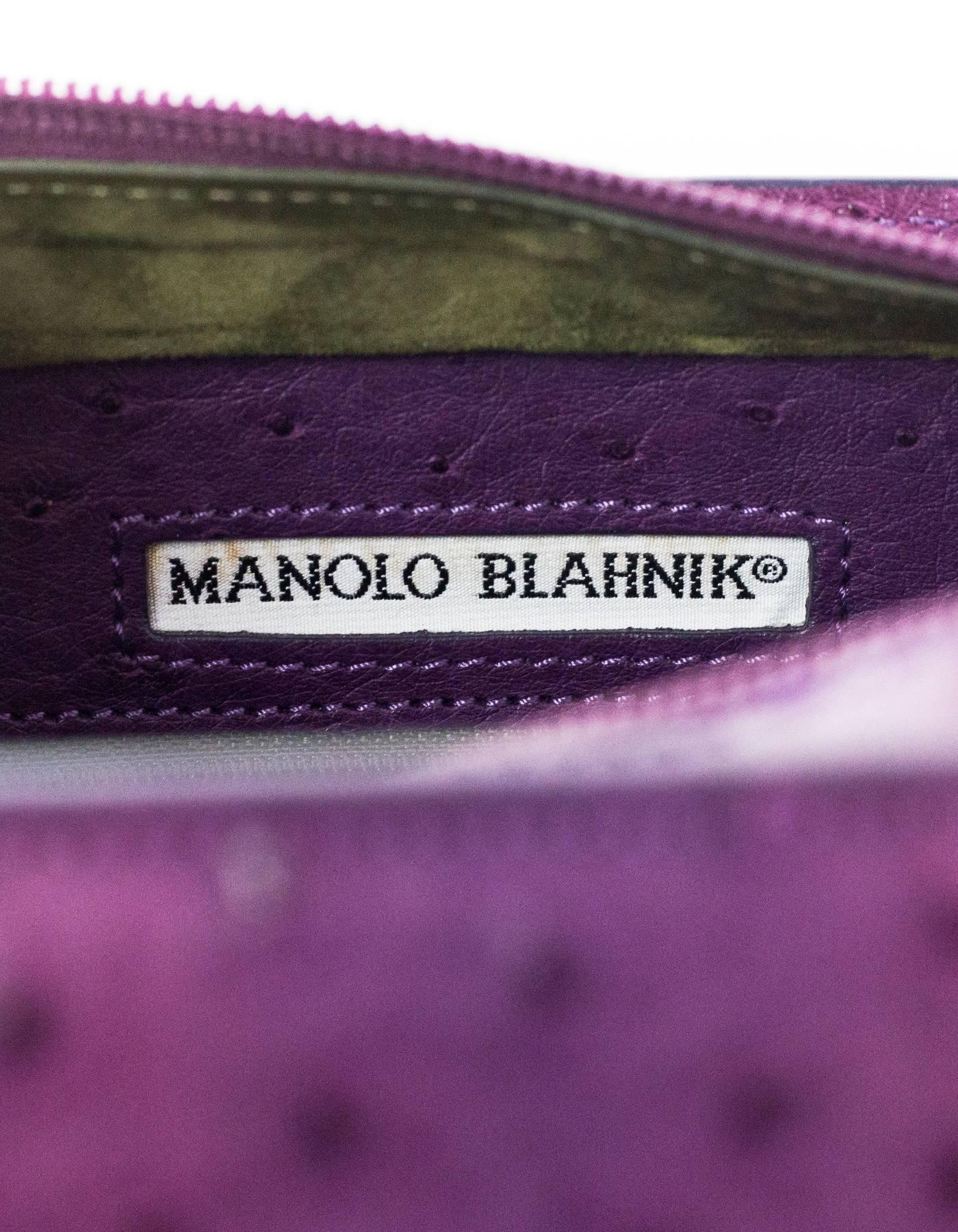 Manolo Blahnik Purple Ostrich Tote Bag with DB 5